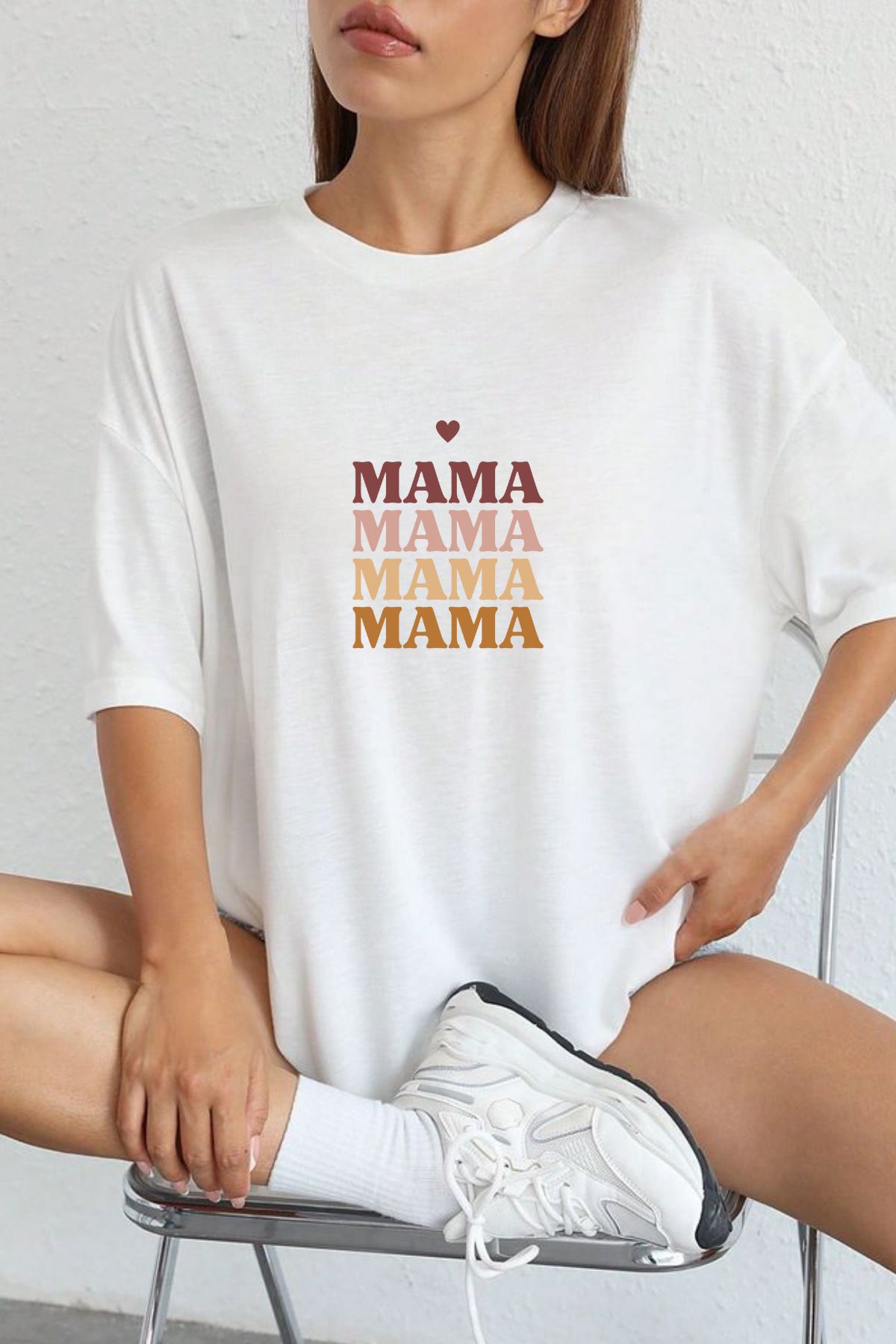 great peak est 2021 Kadın Tişört %100 Pamuk Mama Beyaz Siyah Basic Kadın T-shirt