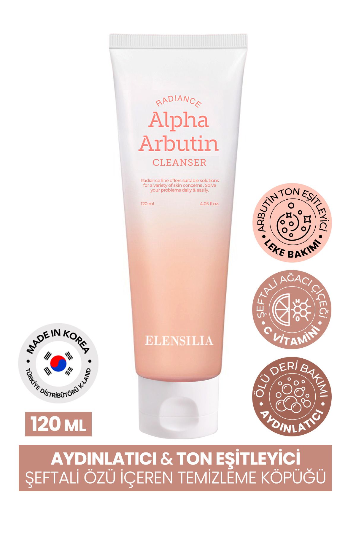 ELENSILIA Aydınlatıcı, Ton eşitleyici Arbutin Temizleyici Köpük ELENSILIA Radiance Alpha Arbutin Foam 120ml