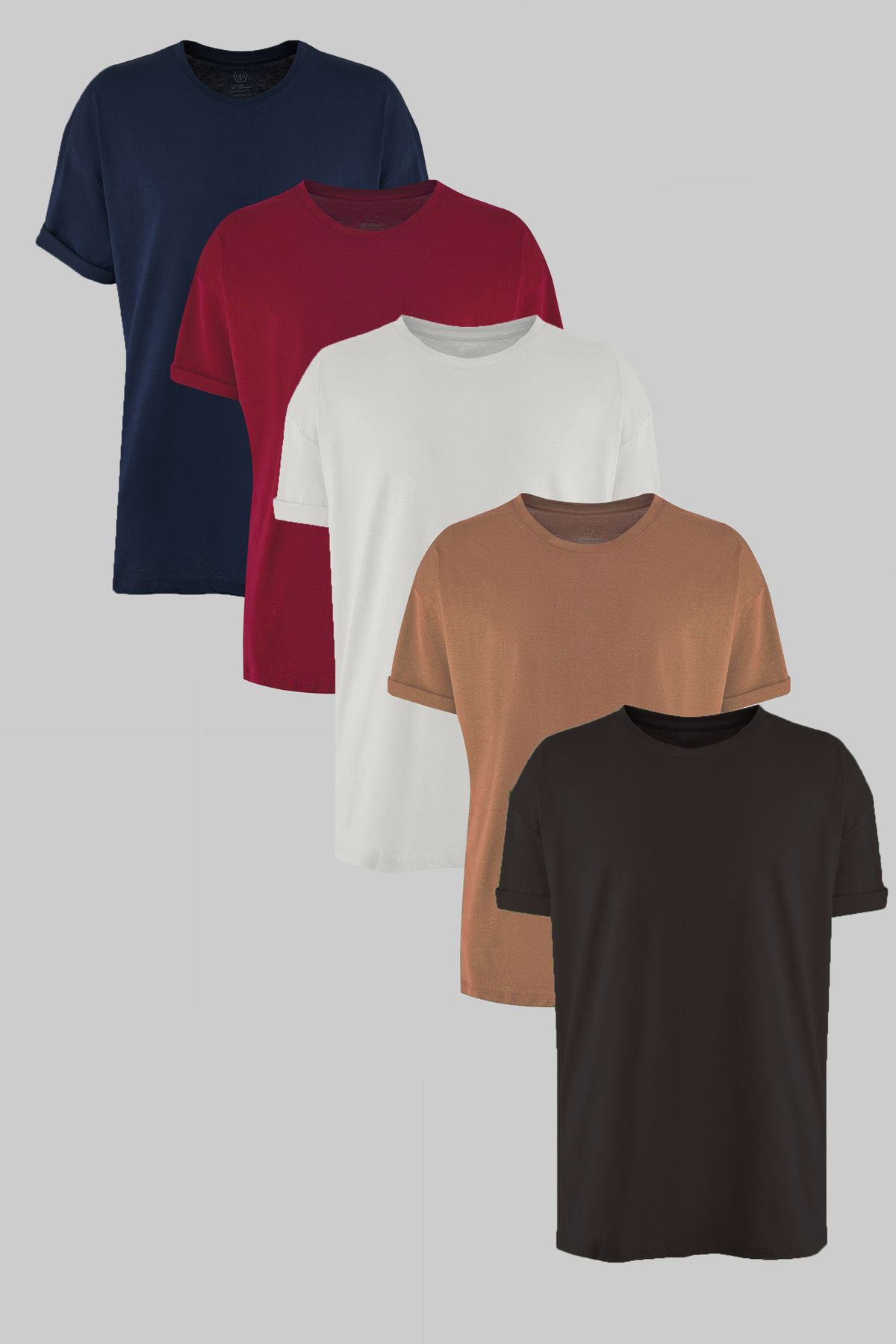 D'S Damat Ds Damat Comfort Lacivert/bordo/beyaz/vizon/antrasit 5'li Bol Kesim %100 Pamuk T-shirt