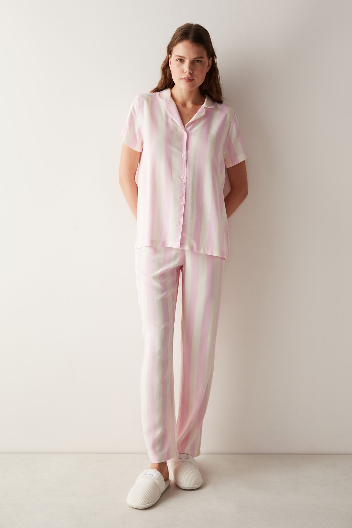 Penti Dahlia Gömlek Pantolon Pembe Pijama Takımı