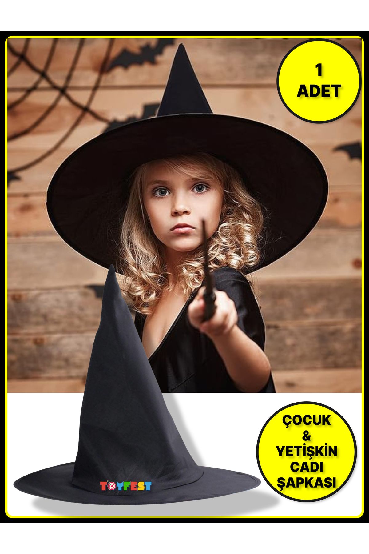 TOYFEST Çocuk Ve Yetişkinler Için Cadı Şapkası - 1 Adet