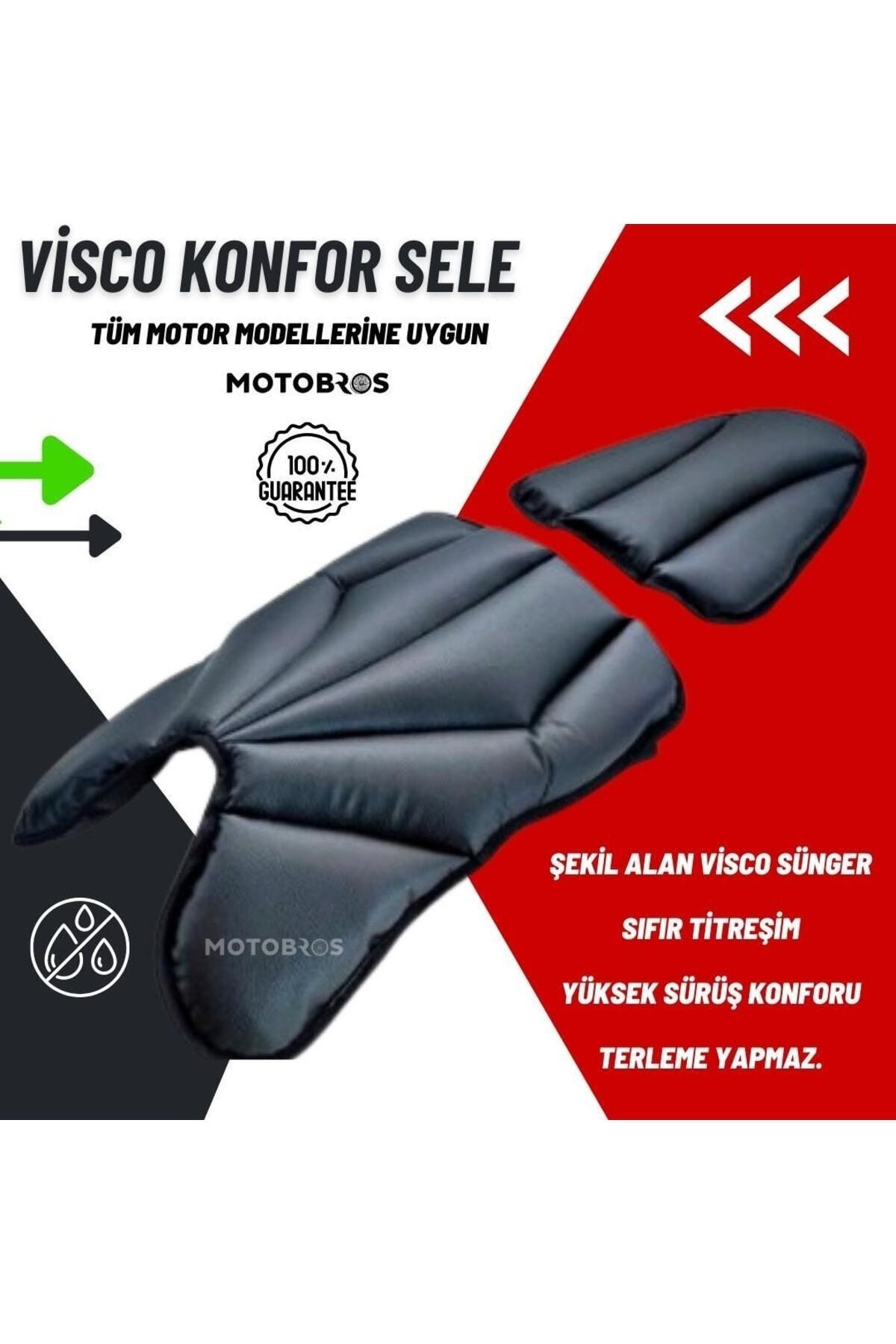 Motobros Motosiklet hava destekli kalın deri konfor sele minderi ( visco süngerli premium model )