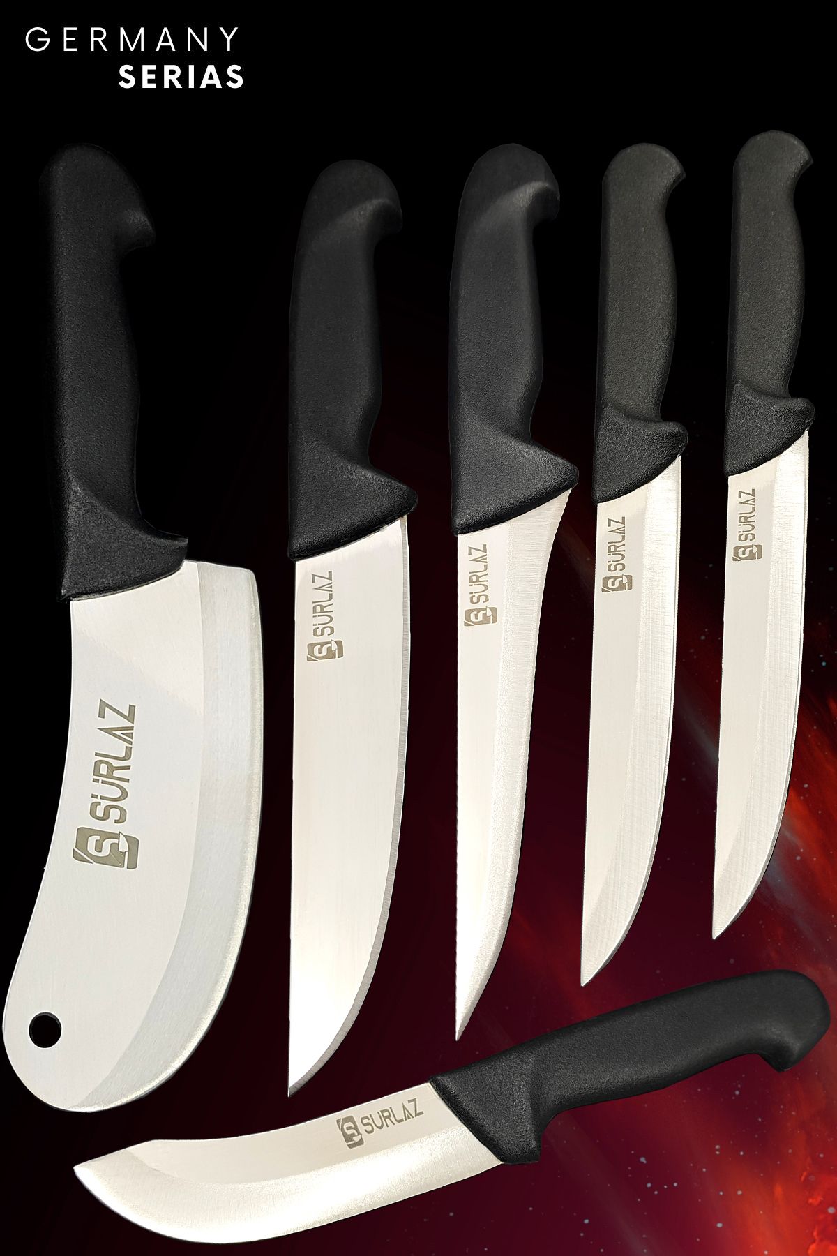 SürLaz Mutfak Bıçak Seti Uyumlu 6 Parça Alman Çeliği Ultra Keskin Bıçaklar Kasap Bıçağı Kurban Bıçağı