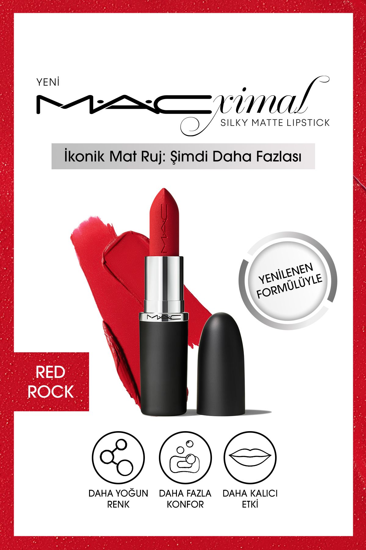 Mac M·A·CXIMAL Silky Matte Lipstick Nemlendirme Etkili Yoğun Renk Sağlayan Ruj - Red Rock