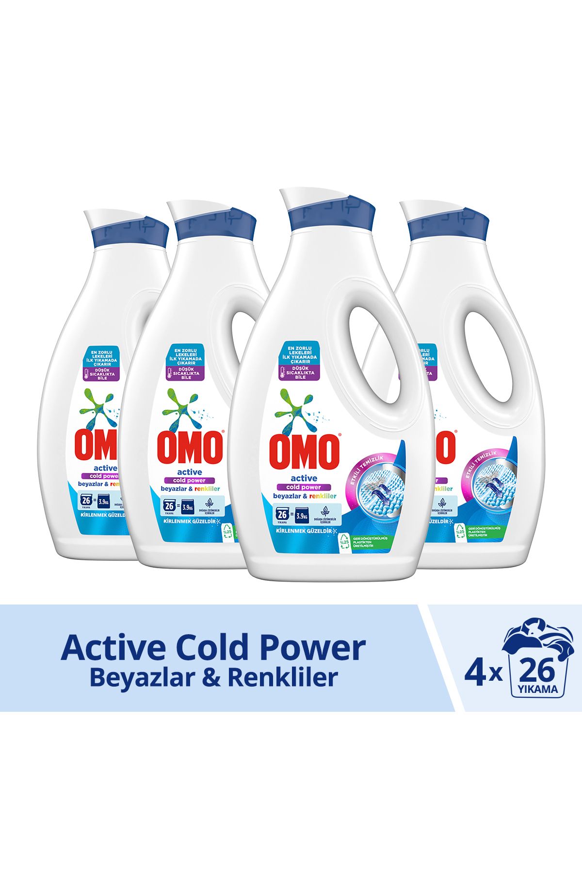 Omo Sıvı Çamaşır Deterjanı Active Cold Power Beyazlar Ve Renkliler 1690 ml X4