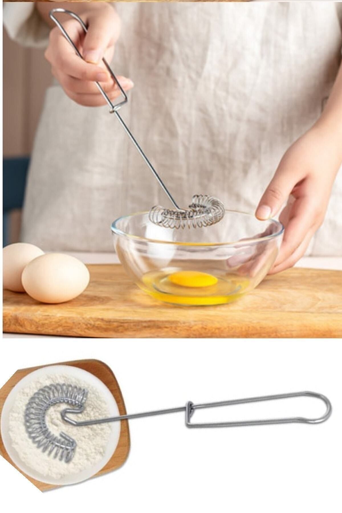 Aygoren Home Yaylı Yumurta Çırpıcı Metal Yeni Model Mikser Krem Sos Karıştırıcı Saplı