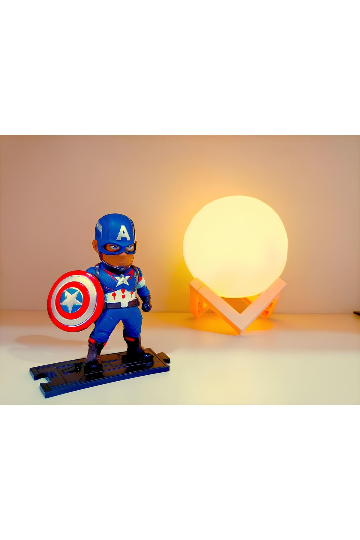 Işık kasabası Marvel Kaptan Amerika ve 3D LED küre gece lambası hediye kutusu dekoratif