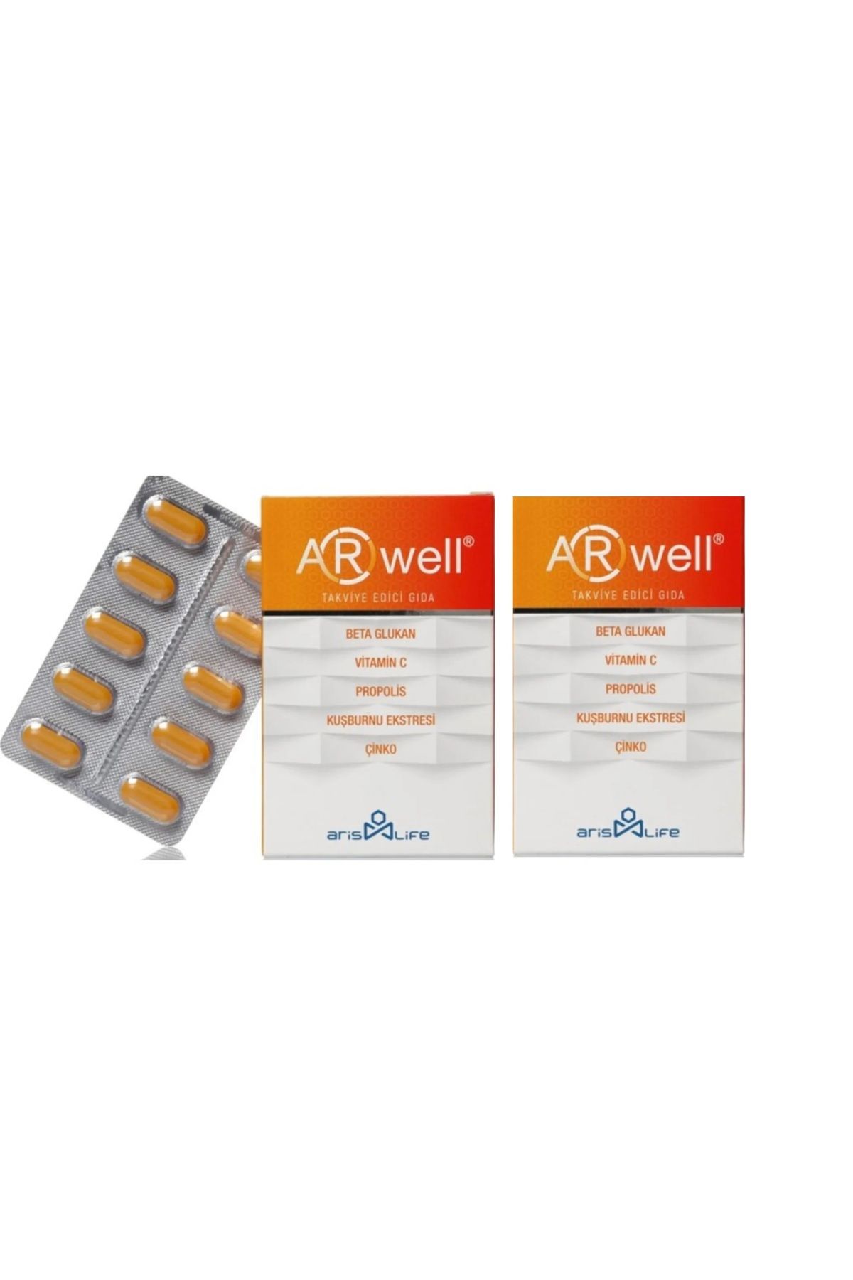 Arwell 2 Kutu Beta Glukan - Propolis - Vitamin C - Çinko Içeren Takviye Edici Gıda 200 Mg