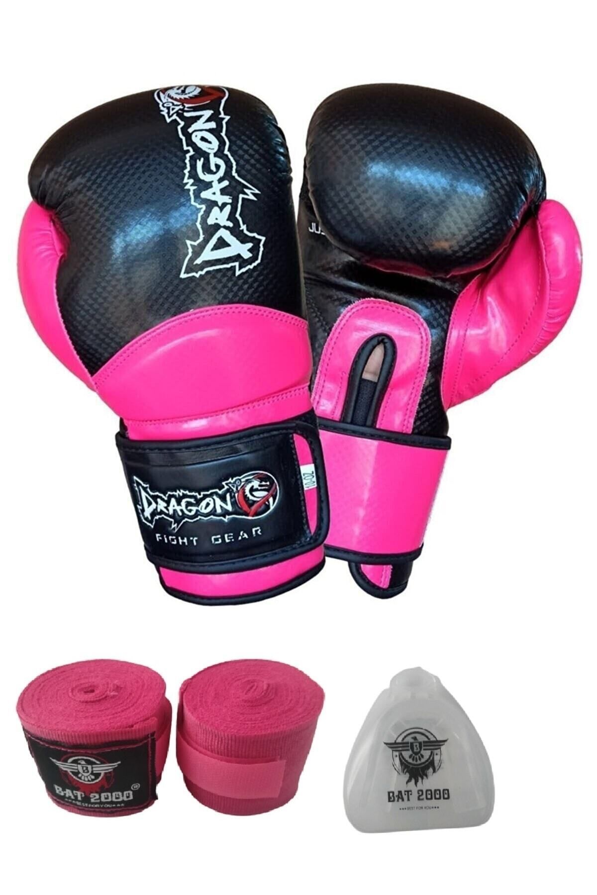 Dragondo Carbon 5 Boks, Kıck Boks, Muay Thai Eldiveni, Bat 2000 Bandaj Ve Dişlik 3’lü Set