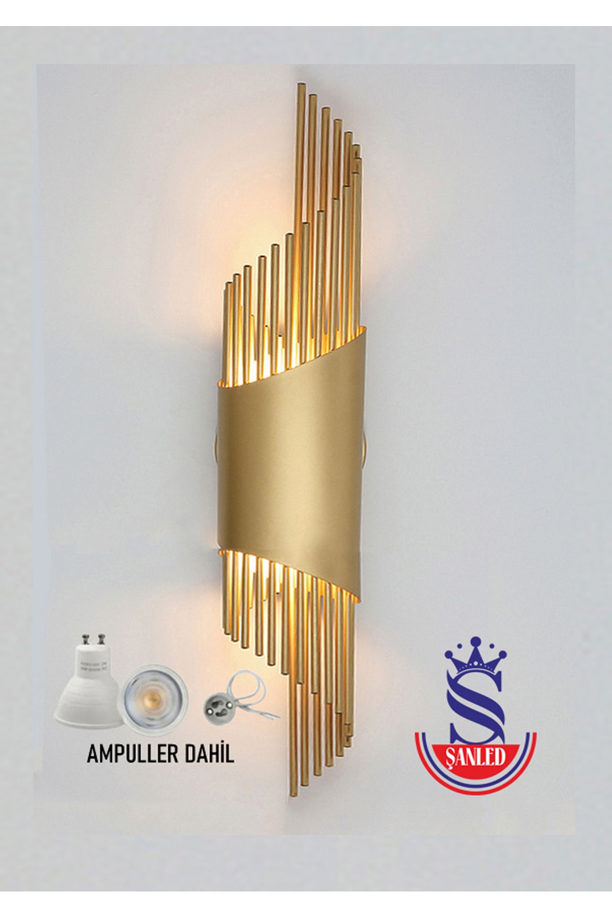 ŞANLED Sarkıt Modeli Metal Çift Yönlü Beyaz-günışığı-amber Gold Duvar Aydınlatma Aplik