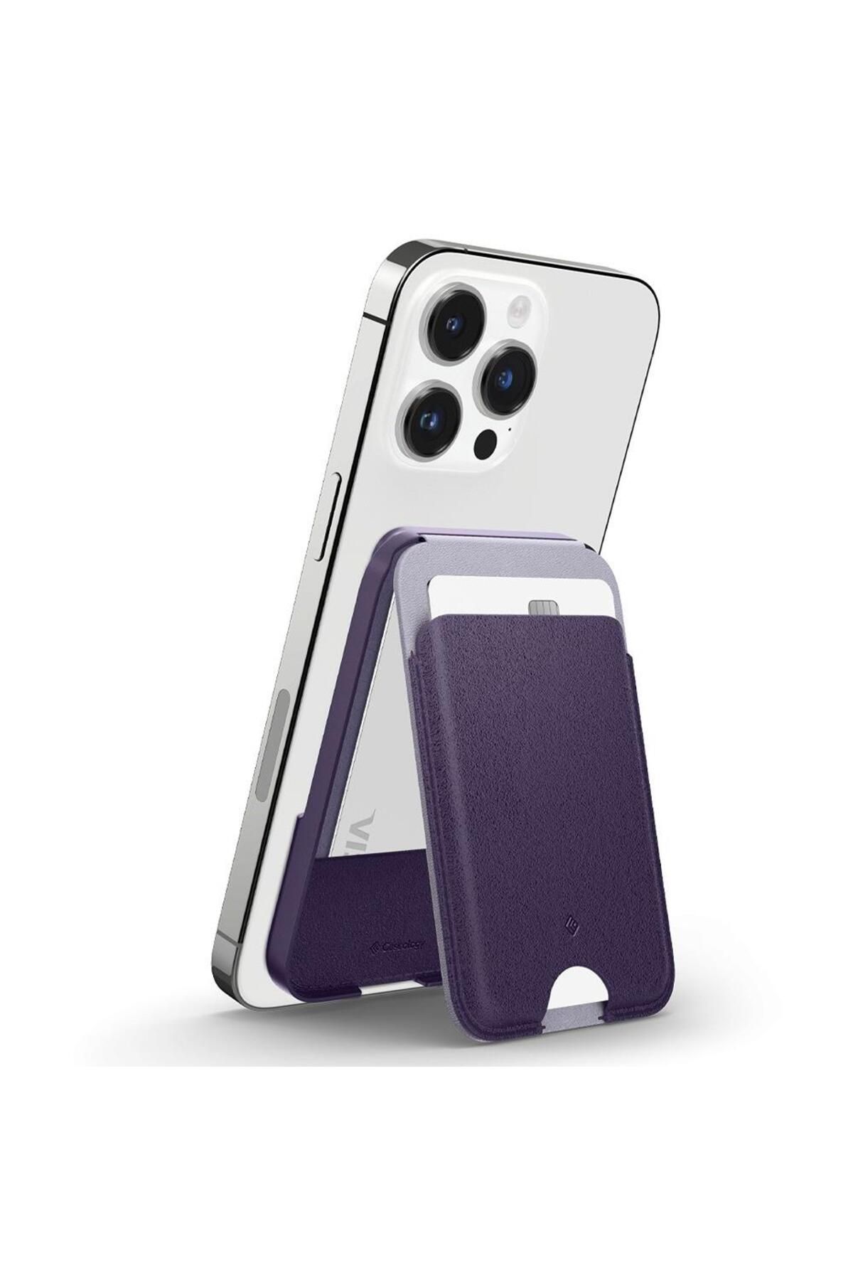 Spigen Caseology iPhone için MagSafe özellikli Kartlı  Cüzdan Nano Pop Grape Purple - AFA05980