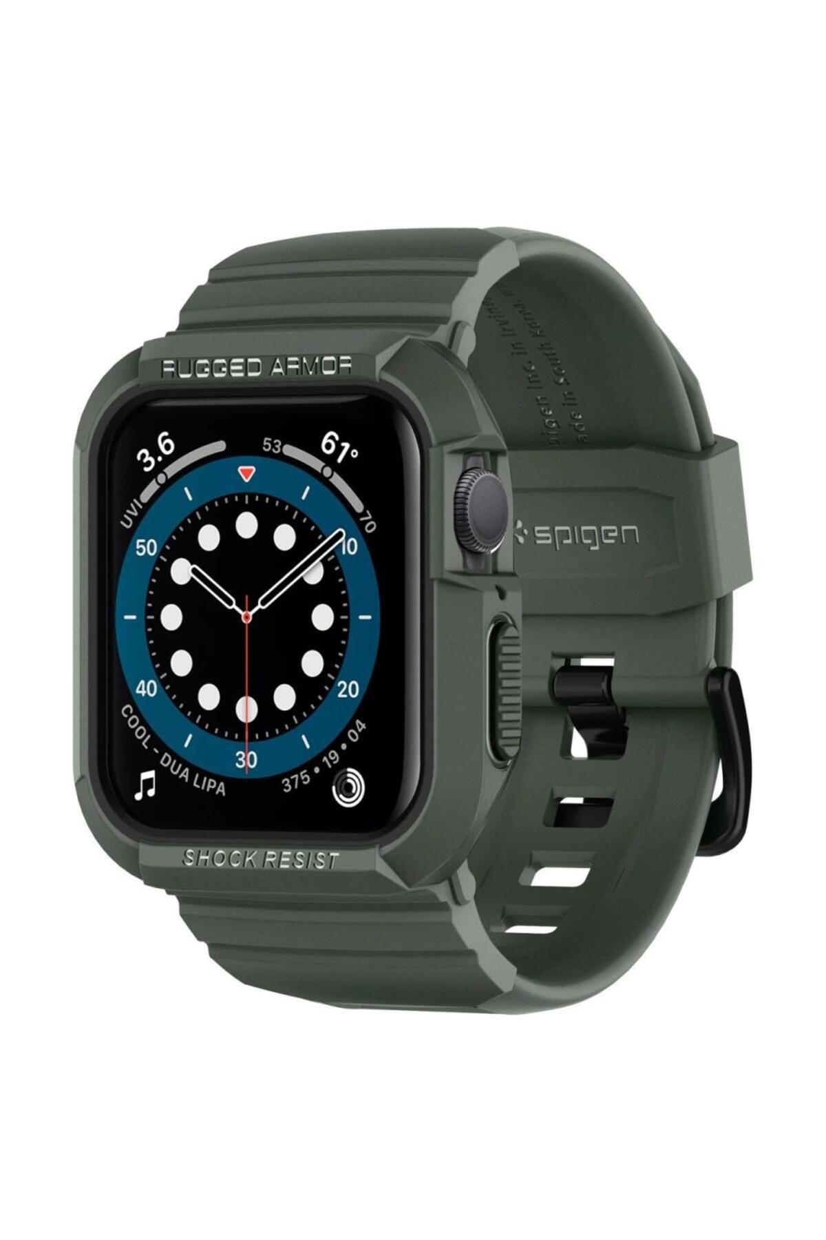 Spigen Apple Watch 41mm (Seri 9/8/7) Kılıf & Kordon Kayış Rugged Armor Pro Military Green - ACS00547