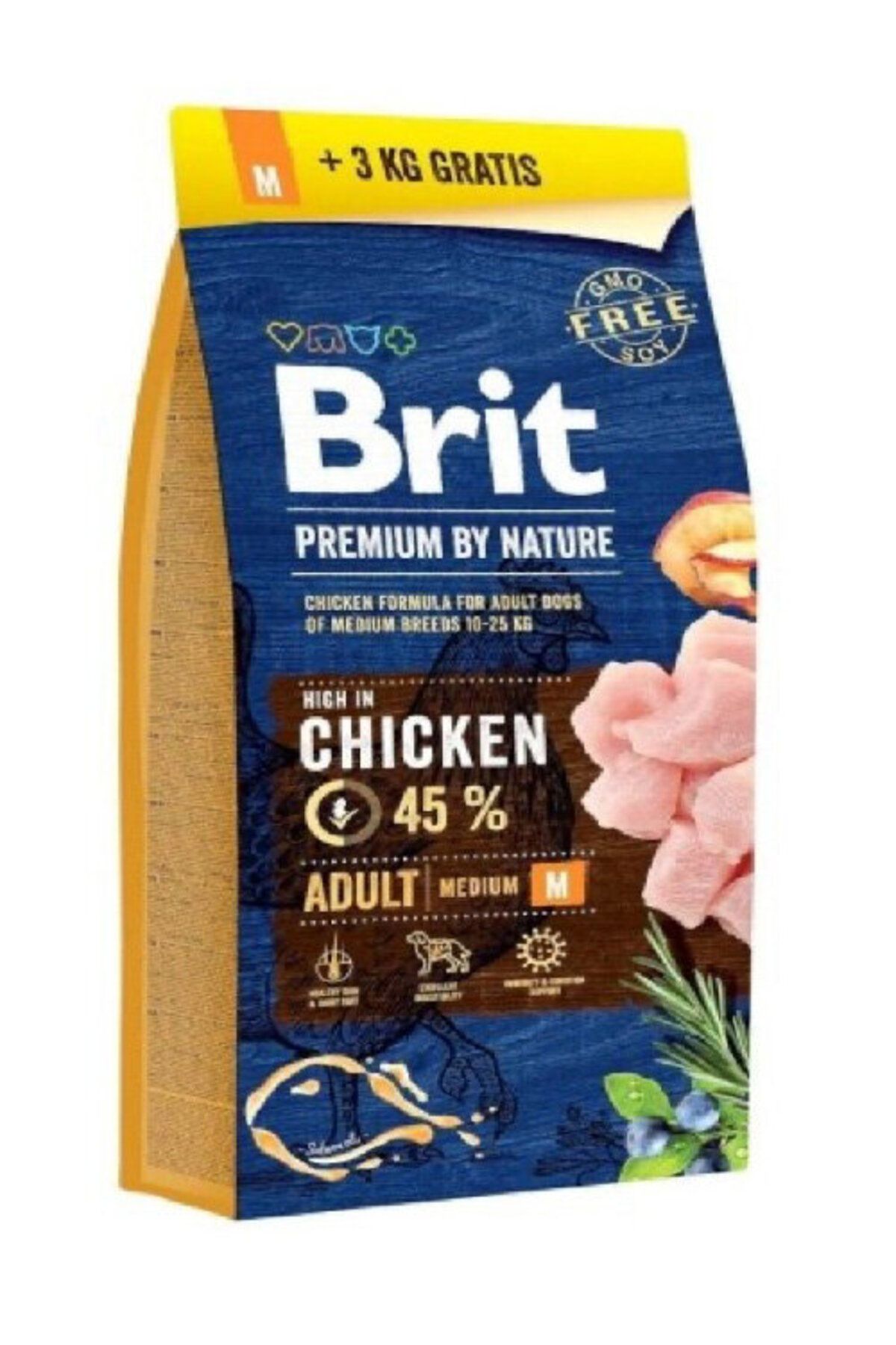 Brit Care Premium Nature Tavuklu Orta Irk Yetişkin Köpek Maması 15kg 3kg