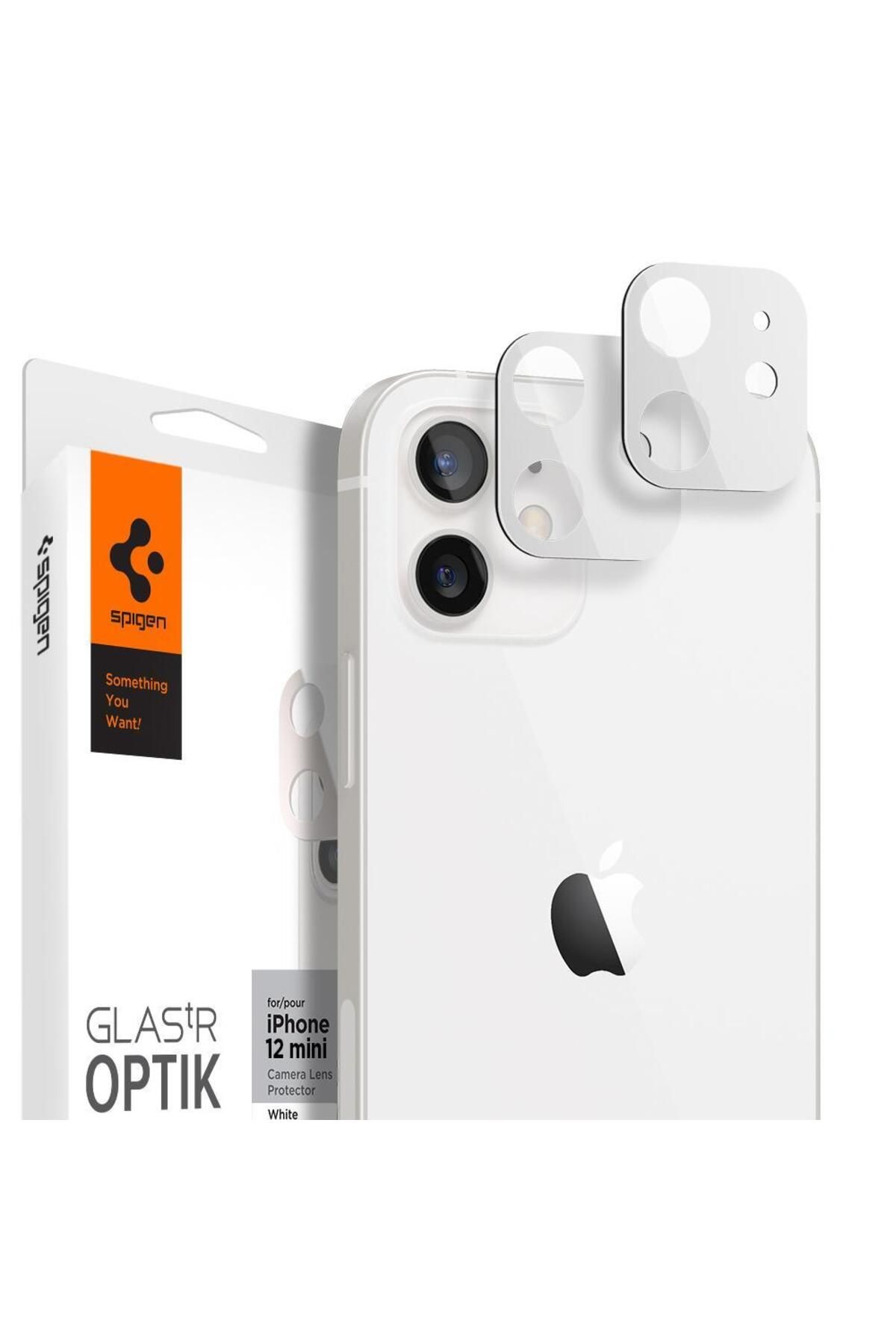 Spigen iPhone 12 Mini Kamera Lens Camı Koruyucu Glas.tR Optik (2 Adet) White - AGL02461