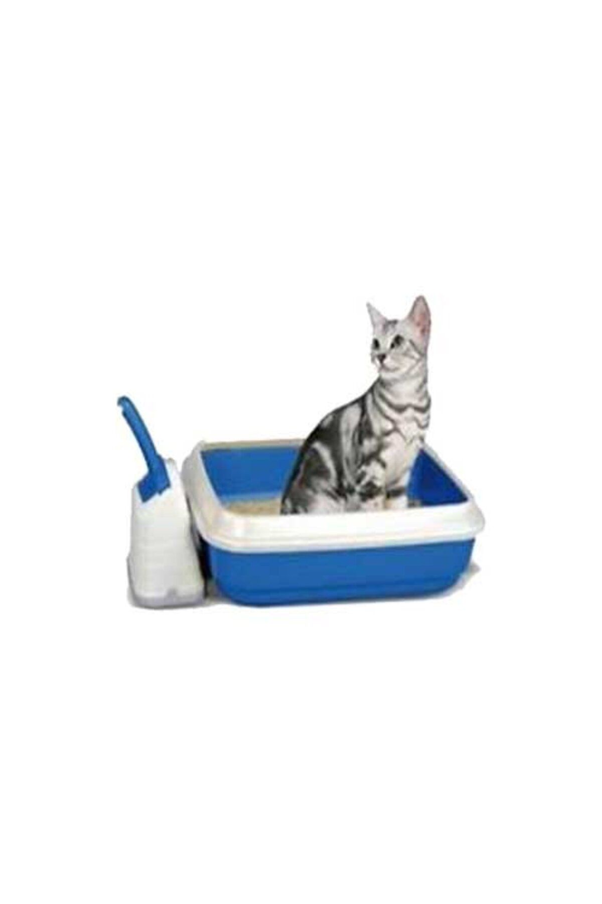 İmac Imac Duo Açık Kedi Tuvalet Kabı Ve Kürek - Beyaz / Lacivert