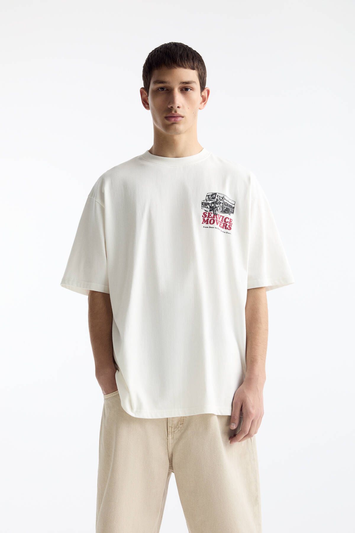 Pull & Bear Kısa kollu ve soluk efektli baskılı t-shirt
