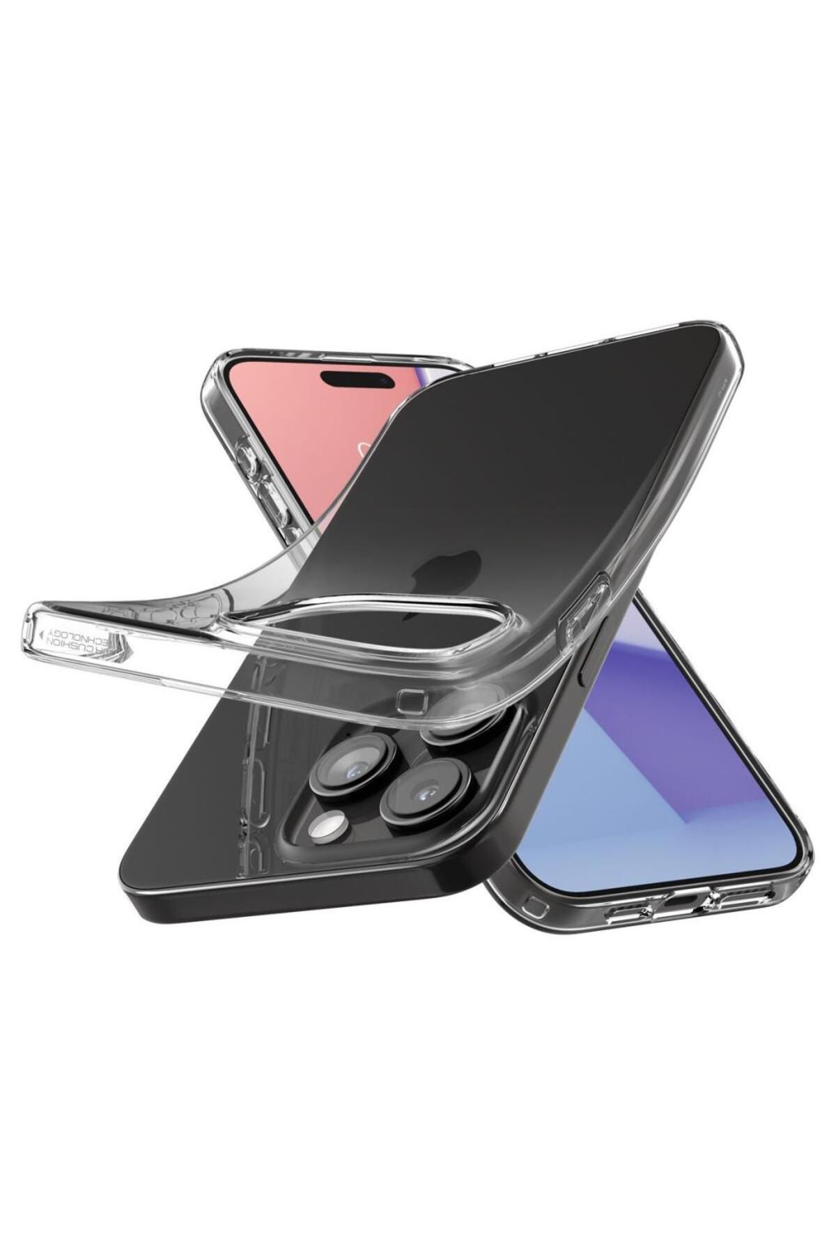 Spigen iPhone 15 Pro Max Kılıf Liquid Crystal 4 Tarafı Tam Koruma Crystal Clear - ACS06557