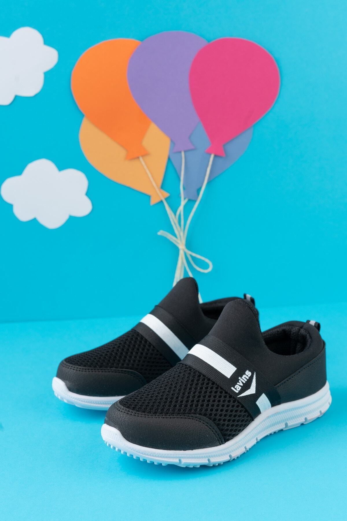 StWenn Tedy Garantili Unisex Çocuk Bağcıksız Rahat Esnek Günlük Sneaker Spor Ayakkabı Siyah