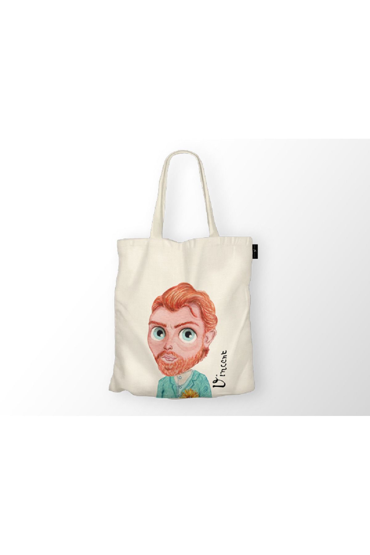 Kıvırcık Senyorita TM Bez Çanta - Van Gogh Baskılı Bez Çanta - Desenli Omuz Çantası - Keten Çanta