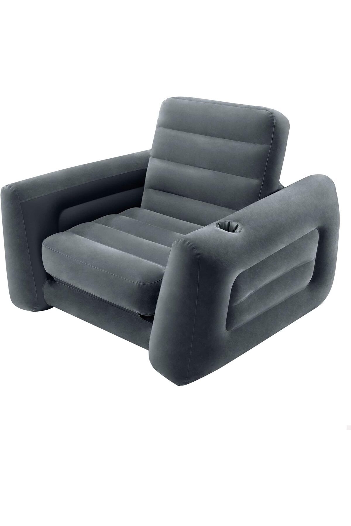Intex Pull-Out Chair Kolçaklı Siyah Şişme Koltuk PVC/Rayon Katlanabilir, Su Geçirmez, 117x224x66cm