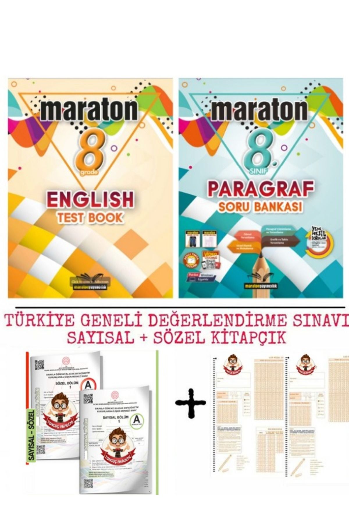 Maraton Yayınları 8.Sınıf Maraton Soru Bankası set ( 2 Kitap ) + Tonguç Sayısal Sözel Deneme