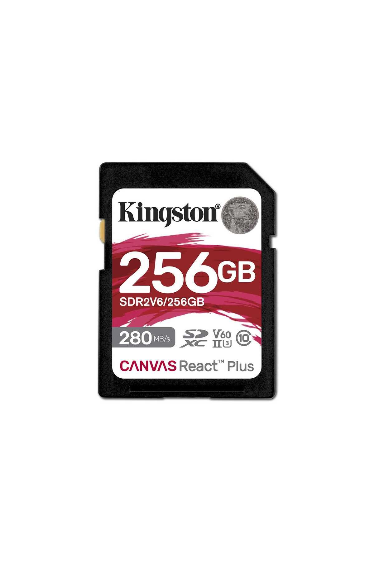 Kingston Canvas React Plus 256GB SD V60 UHS-II Hafıza Kartı 280MB/s Okuma, 150MB/s'ye varan Yazma