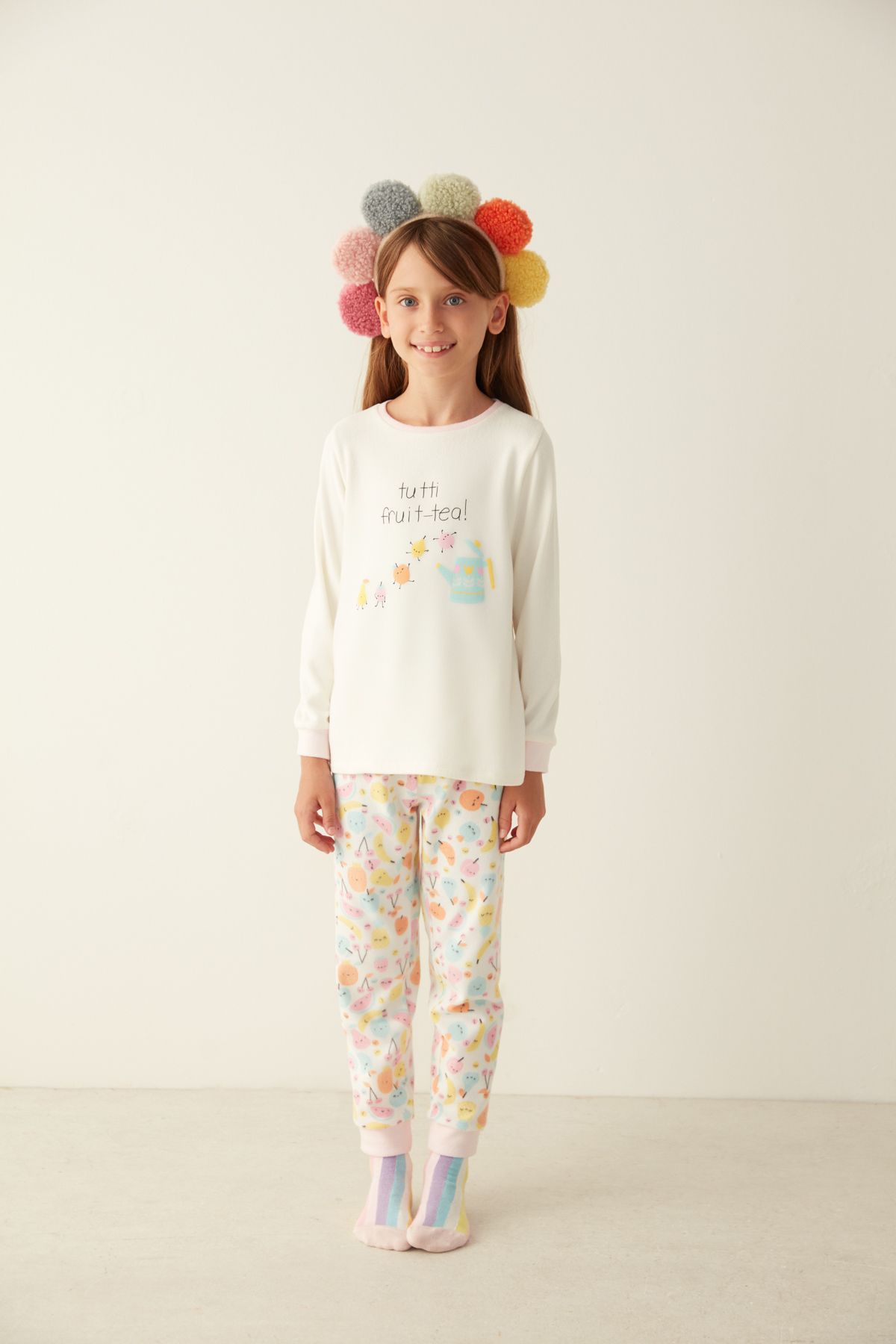 Penti Çok Renkli Kız Çocuk Meyve Desenli Termal Pijama Takımı