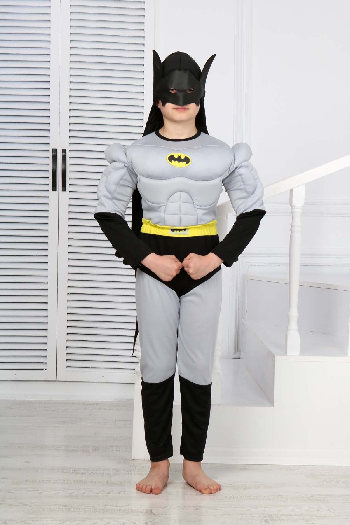 Batman Çocuk Pelerinli Kaslı Batman Kostüm Çocuk Kaslı Batman Kıyafeti