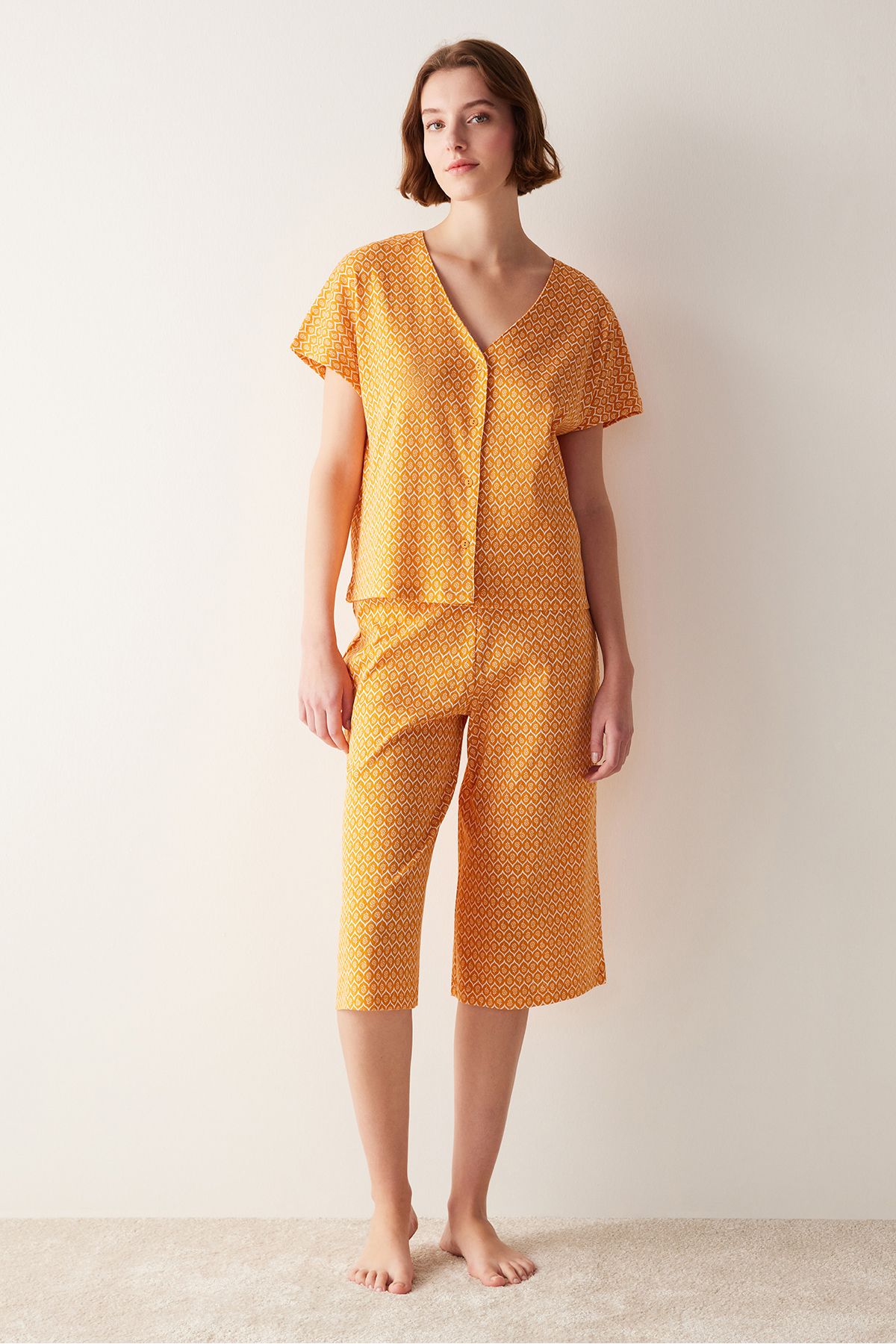 Penti Flora Orange Sarı Kapri Pijama Takımı