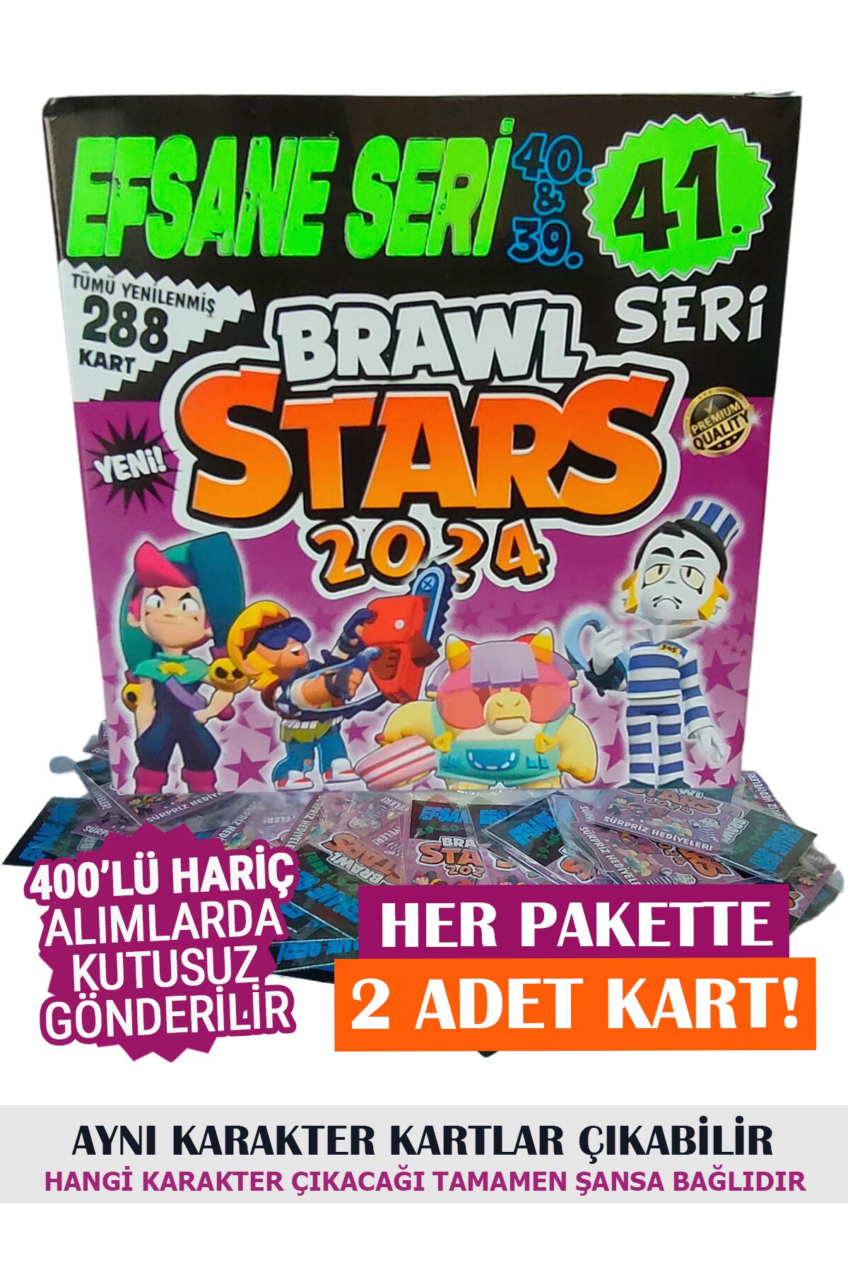 BRAWL STARS Efsane 38. 39. 40. Seri 2'li Paketlerde 200 X 2 Toplam 400 Adet Kutulu Oyun Kartı