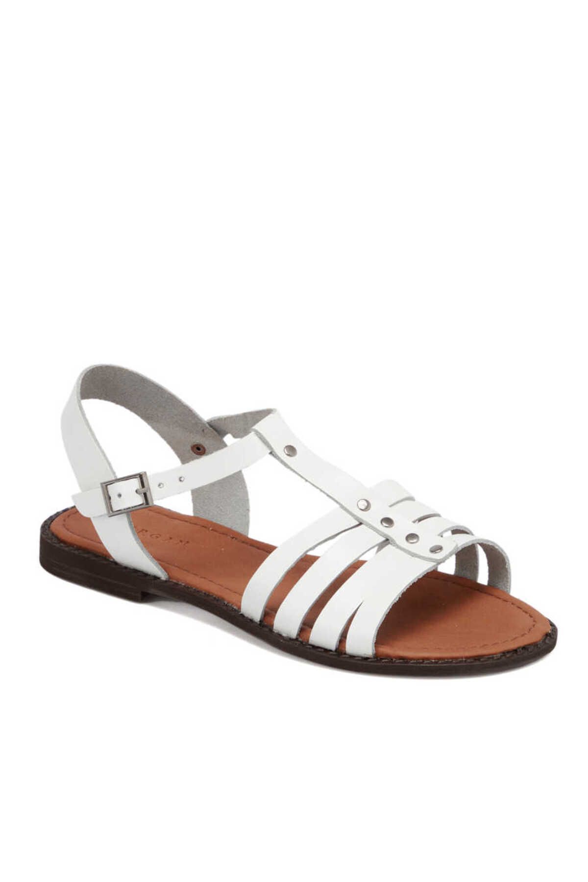 Tergan Beyaz Deri Kadın Sandalet - K23Y1SN66724-A26