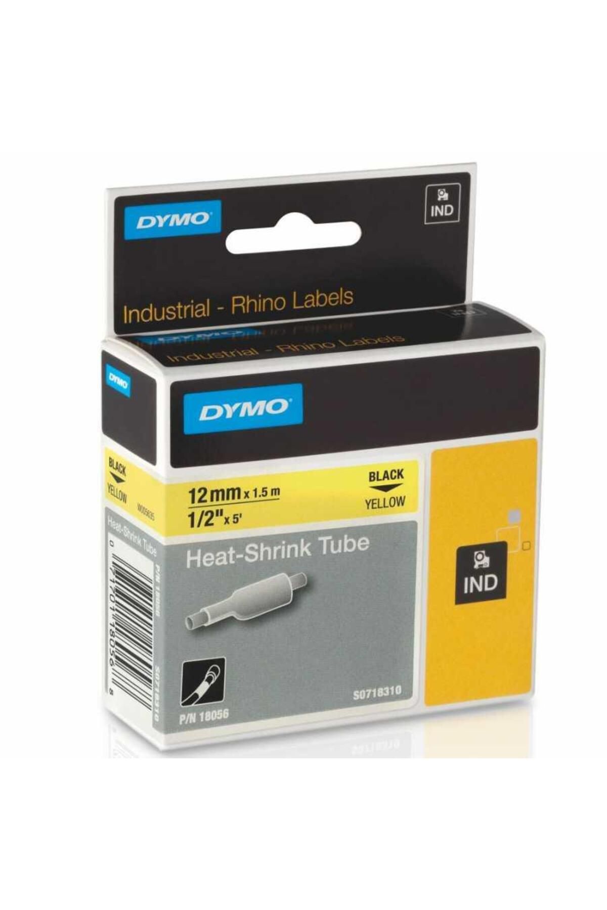 Dymo Rhino Pro Isıyla Küçülen Şerit 12mm X 1,5m Sarı/siyah (18056)
