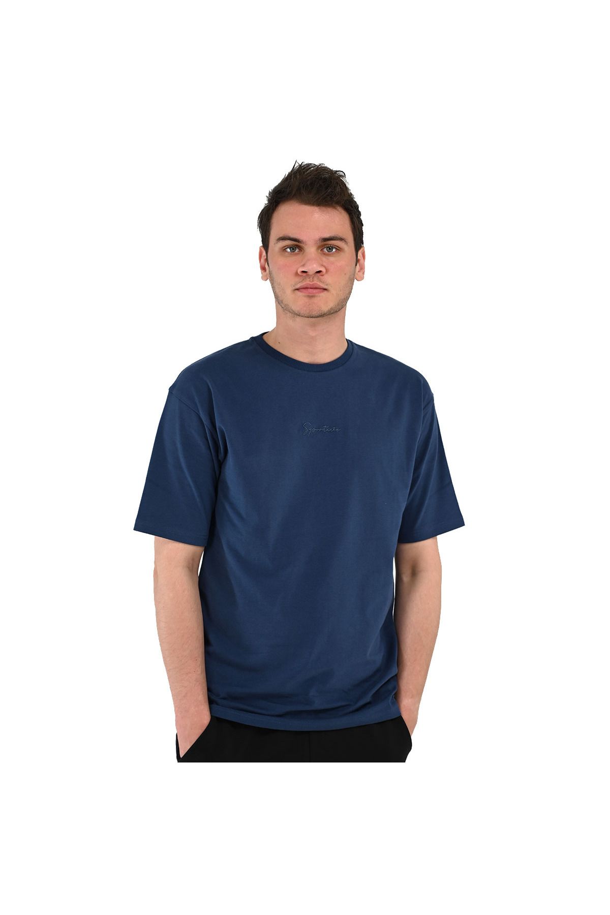 Sportive Nove Erkek Mavi Günlük Stil T-Shirt 24YETL18D06-LCV