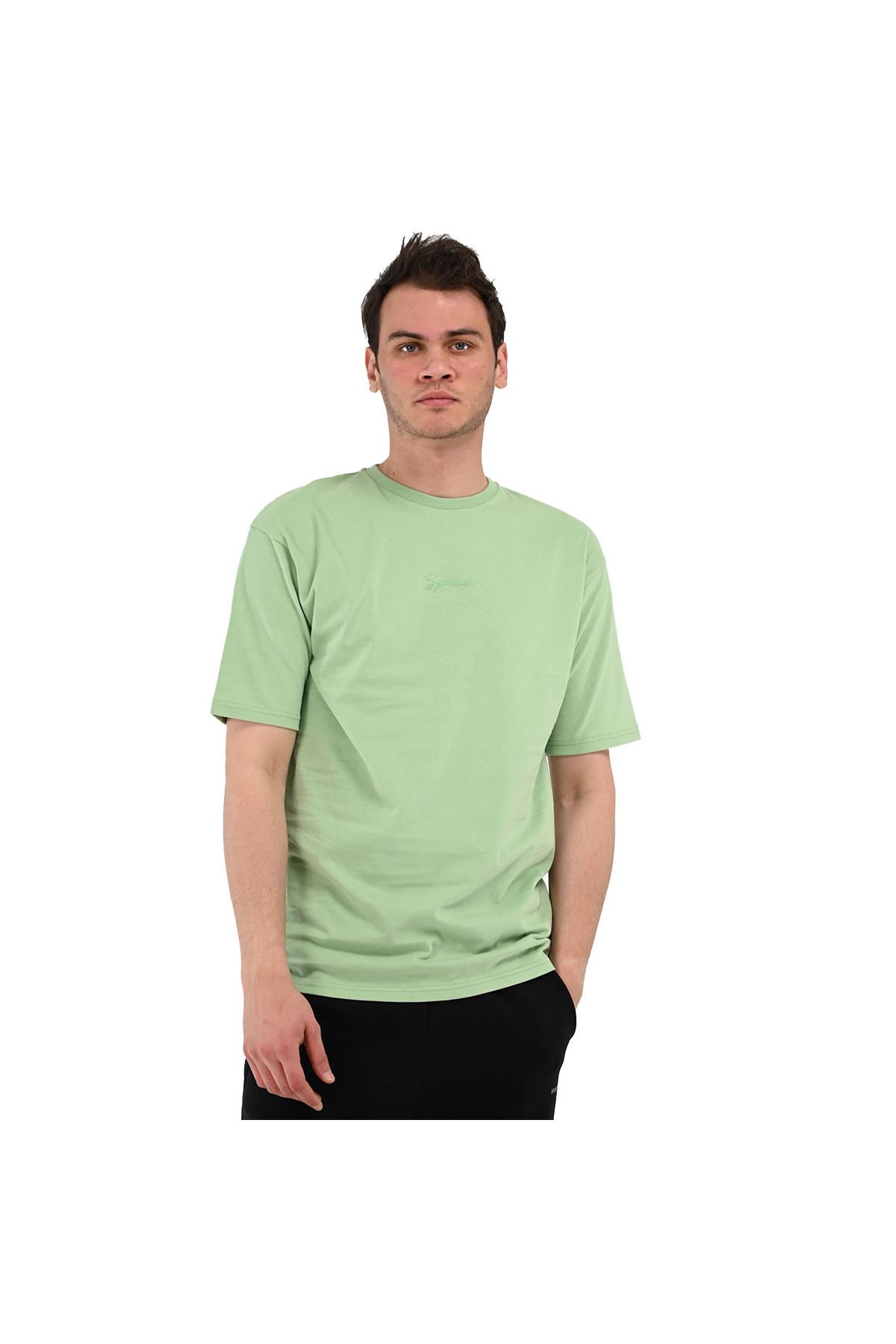 Sportive Nove Erkek Yeşil Günlük Stil T-Shirt 24YETL18D06-YSL