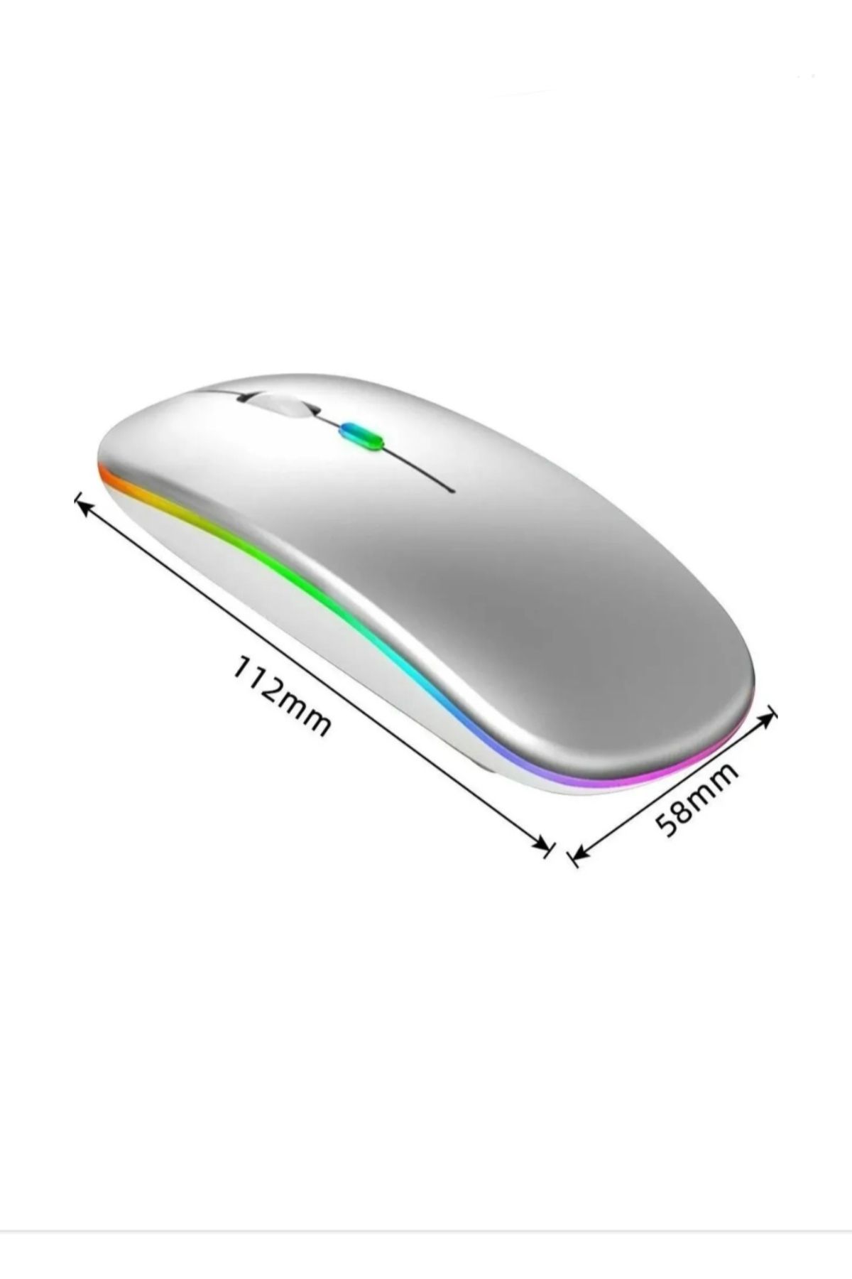 HOBİPİX Kablosuz Wireless 4 Tuşlu Rgb Işıklı Sessiz Mouse Gümüş