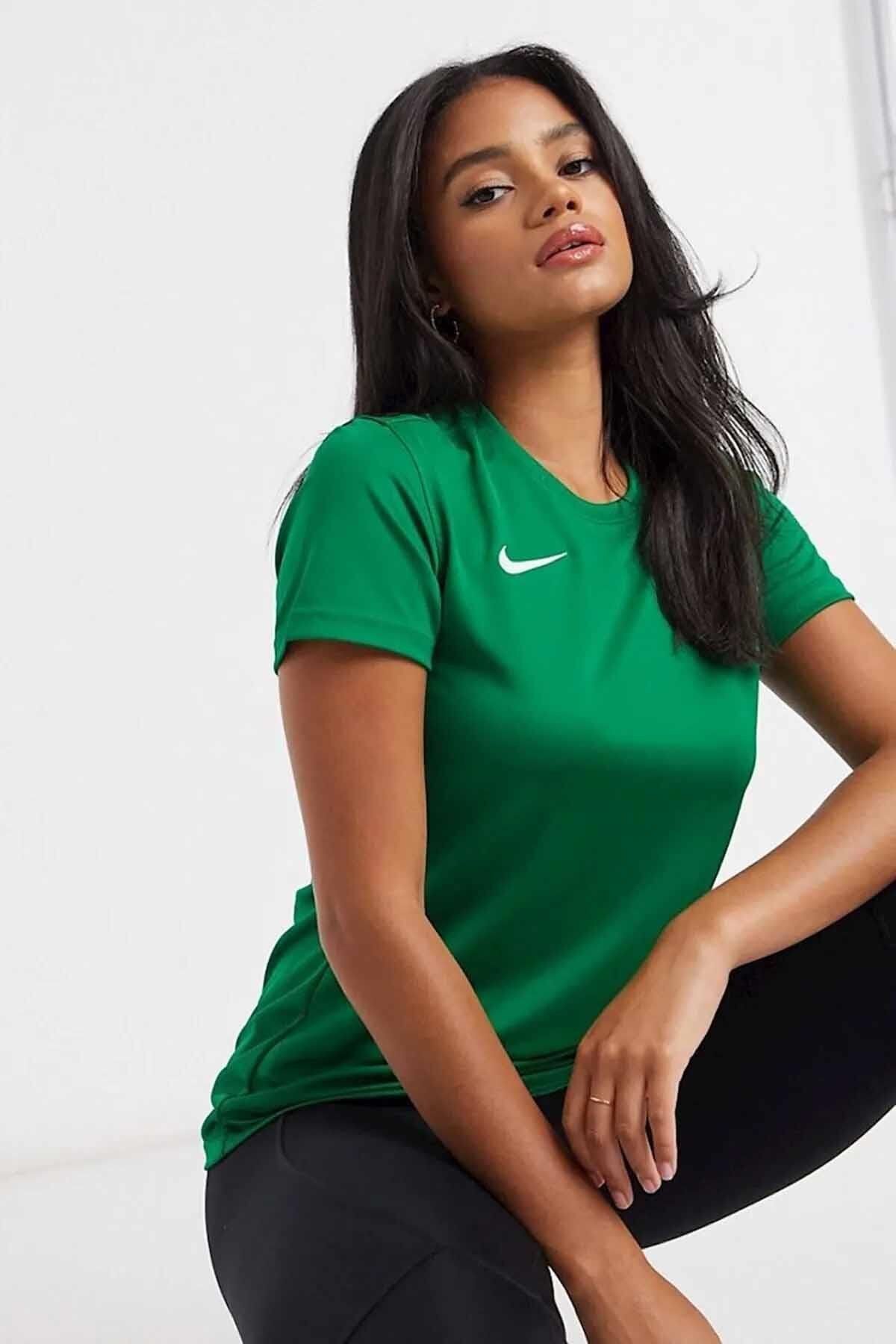 Nike W Dry Park Vıı Jsy Ss Kadın Tişört Bv6728-341-yeşil