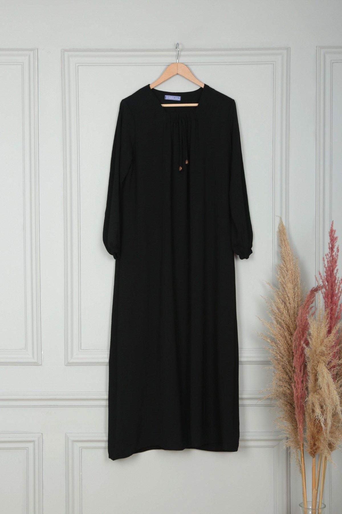Yağızlar Giyim Kadın Siyah Önü Büzgülü Ayrobin Elbise