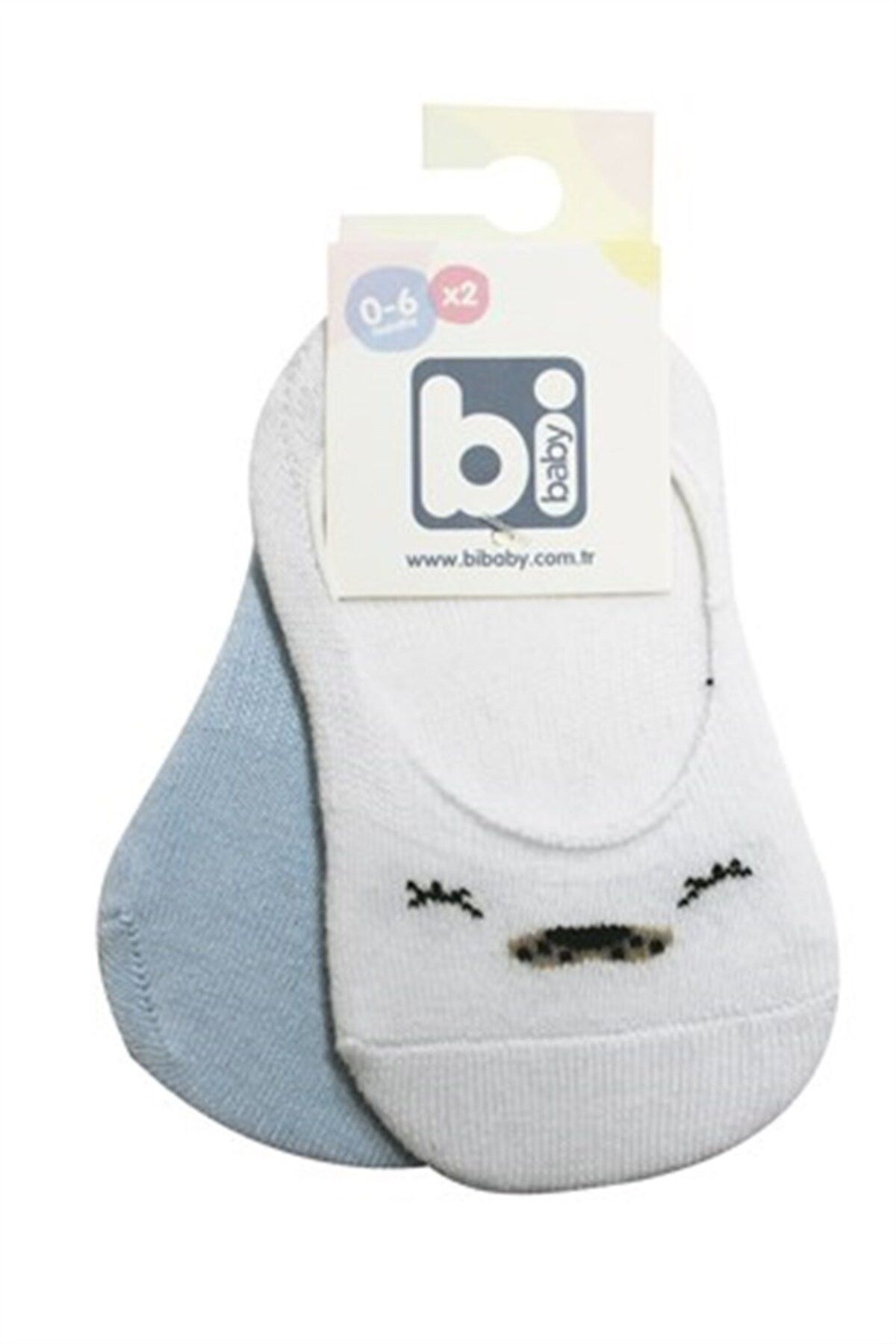 Bibaby Erkek Bebek Cute Face Silikonlu 2li Babet Çorap