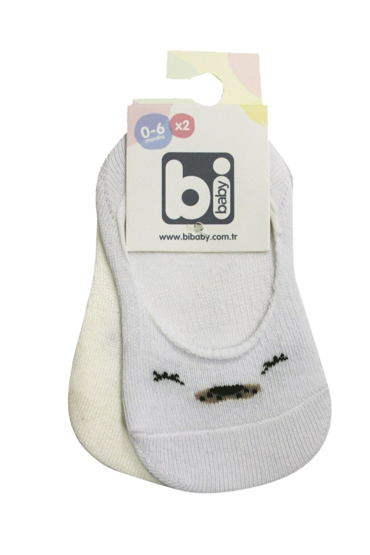 Bibaby Erkek Bebek Cute Face Silikonlu 2li Babet Çorap