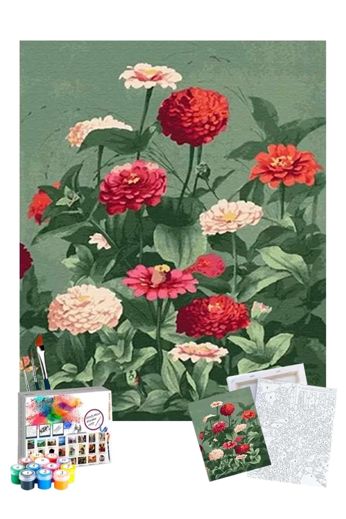 Tabdiko Sayılarla Boyama Seti 40 X 50 Cm Tuval Şasesine Gerili Mevsim Çiçeği