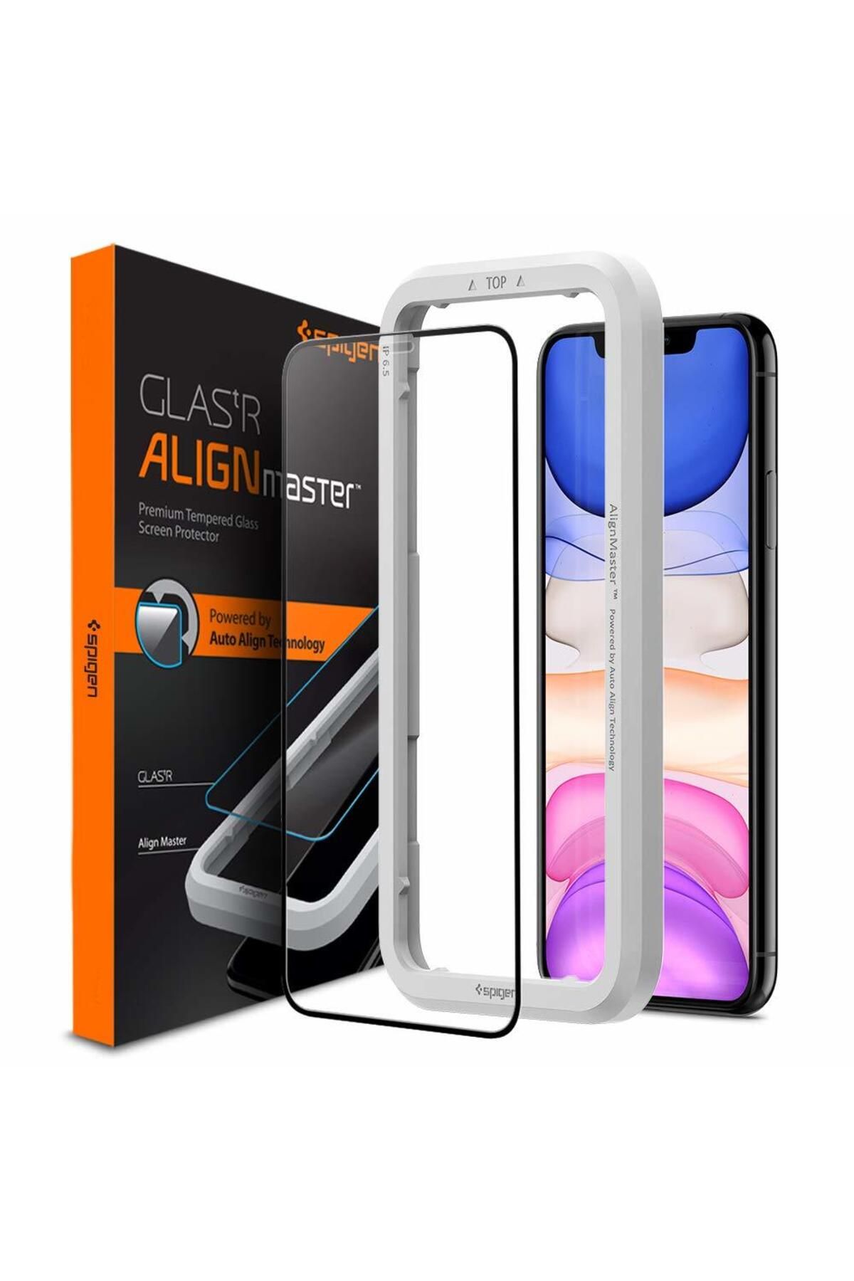 Spigen Iphone 11 Pro / Xs / X Cam Ekran Koruyucu Kolay Kurulum, Alignmaster Full Cover Glass Black