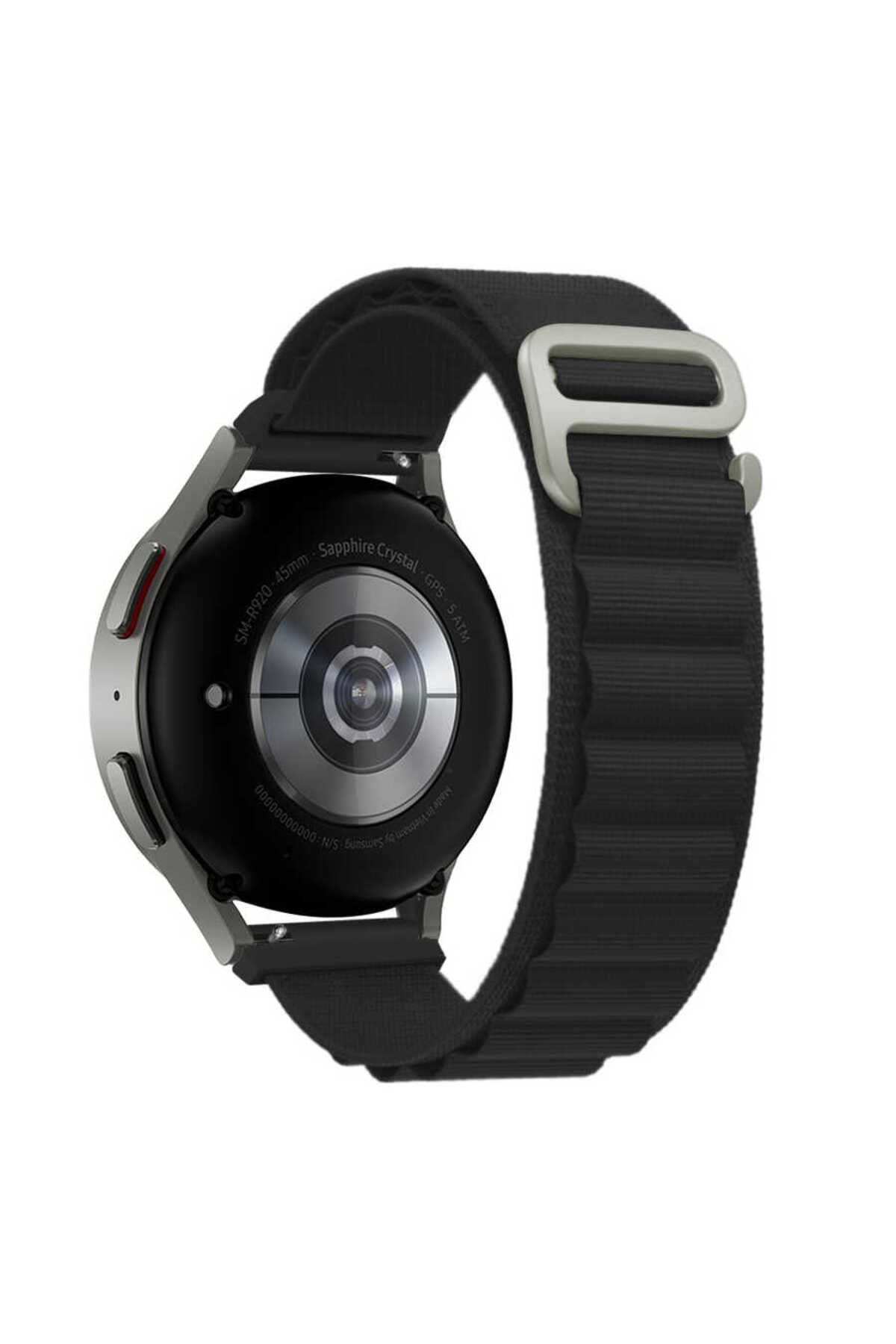 MAB Galaxy Watch Active 2 44mm Uyumlu KRD-74 20mm Hasır Zore Kordon Siyah