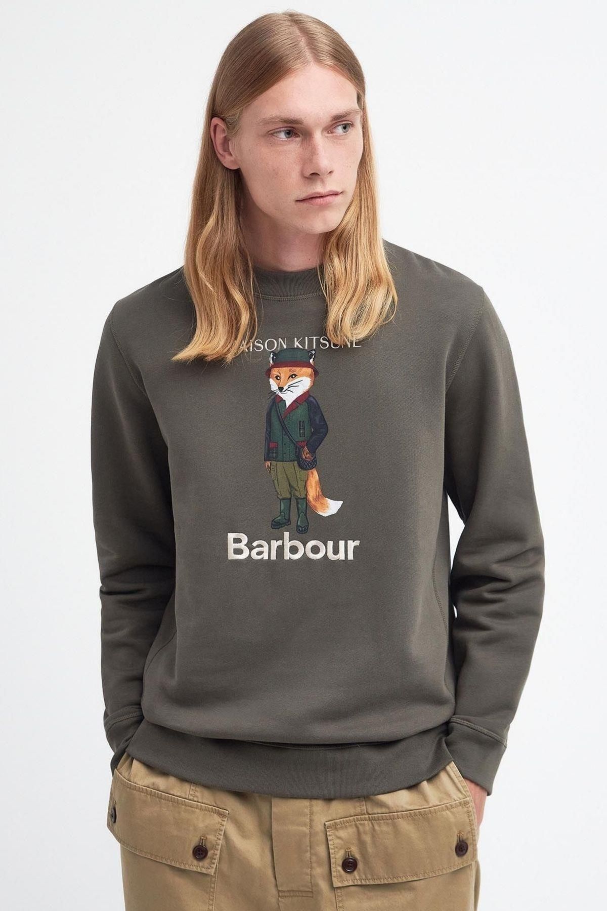 Barbour X Maison Kitsuné Beaufort Fox Crew Sweatshirt Gn84 Uniform Green