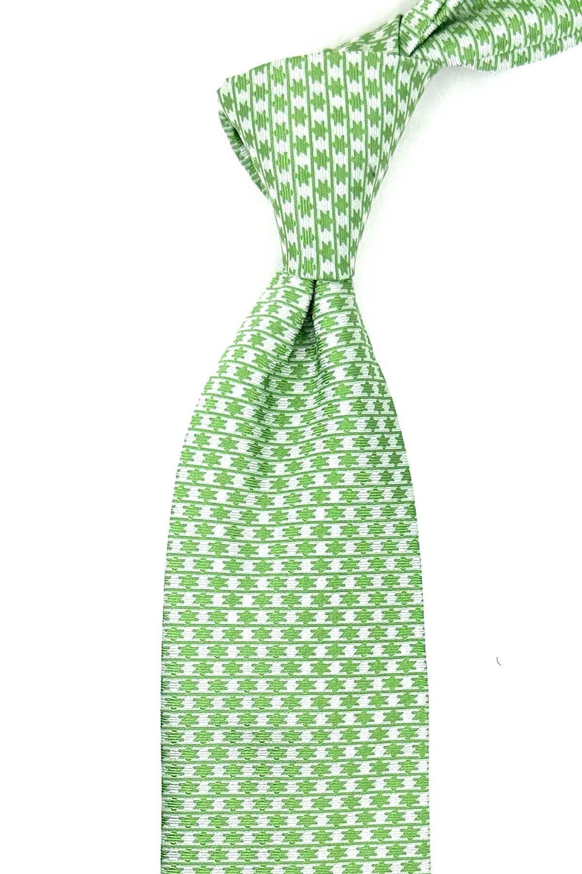 Kravatkolik Edwin Style Yeşil Motif Desen İtalyan İpek Kravat İK1490
