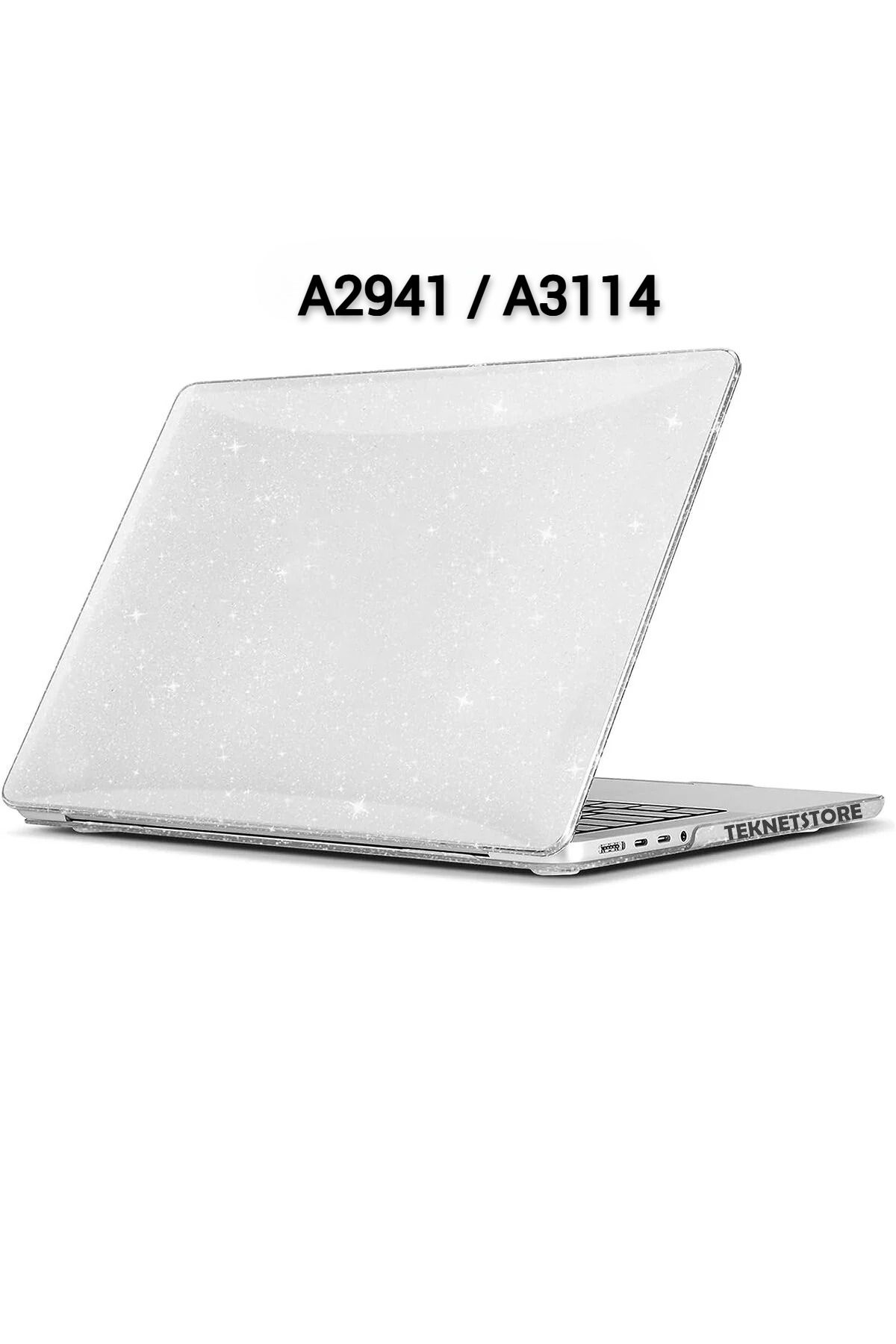 TEKNETSTORE Apple Macbook Air 15 Inç M2-m3 Çip 2023/2024 A2941 A3114 Simli Kılıf Koruyucu Sert Kapak Parlak