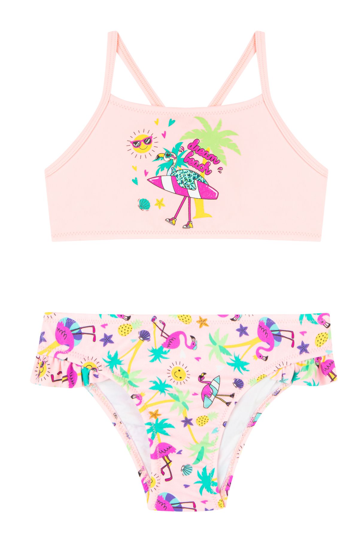 Penti Çok Renkli Kız Çocuk Flamingo Halter Bikini Takımı