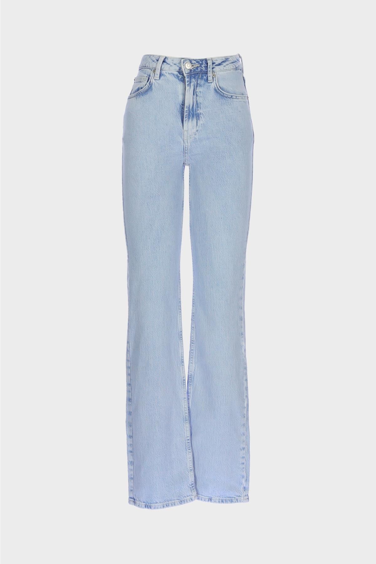CROSS JEANS Açık Mavi Yüksek Bel Patı Fermuarlı Vintage Straight Fit Jean Pantolon C 4931-007