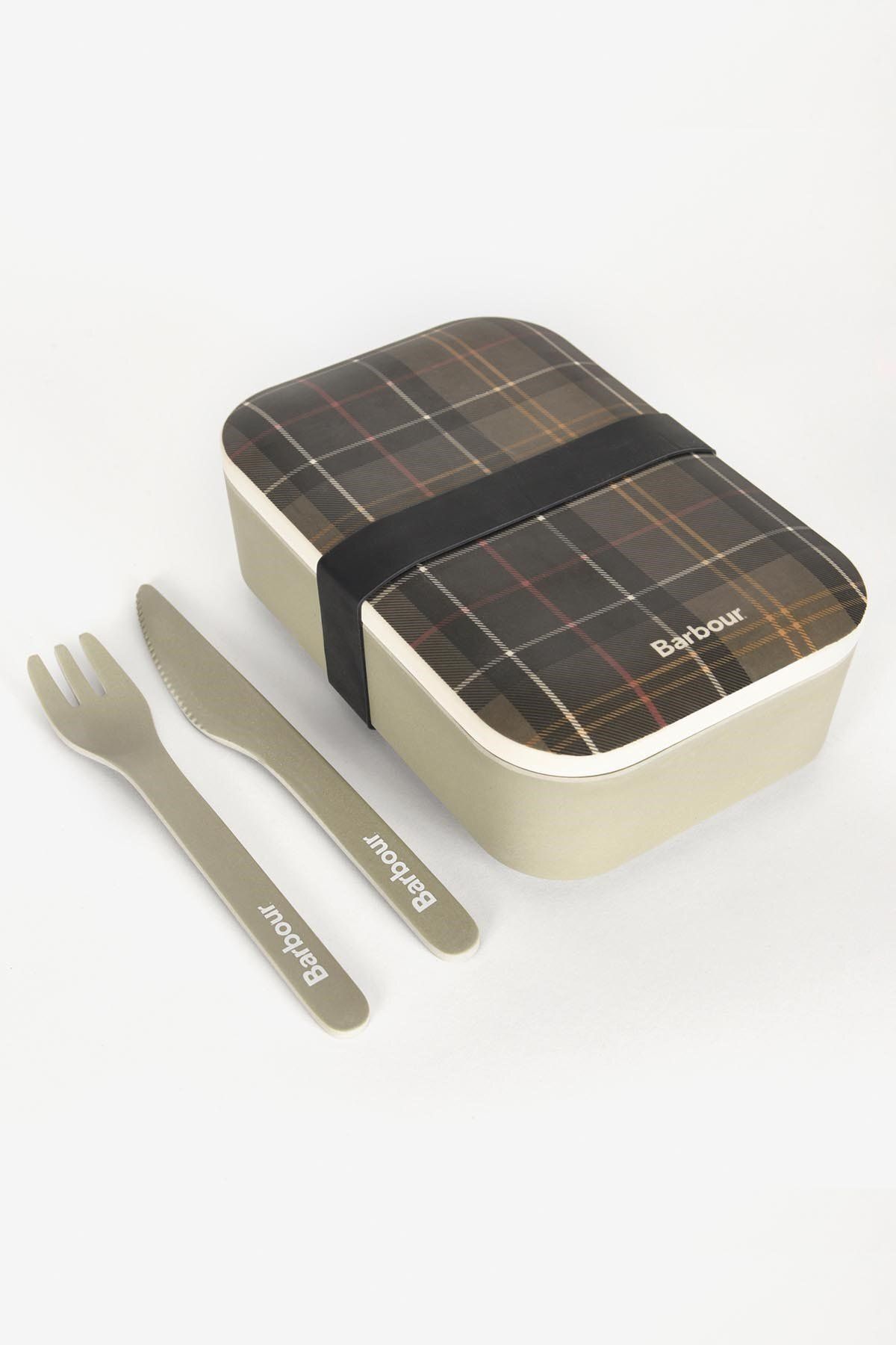 Barbour Bamboo Lunch Box & Cutlery Tn11 Classic Tartan