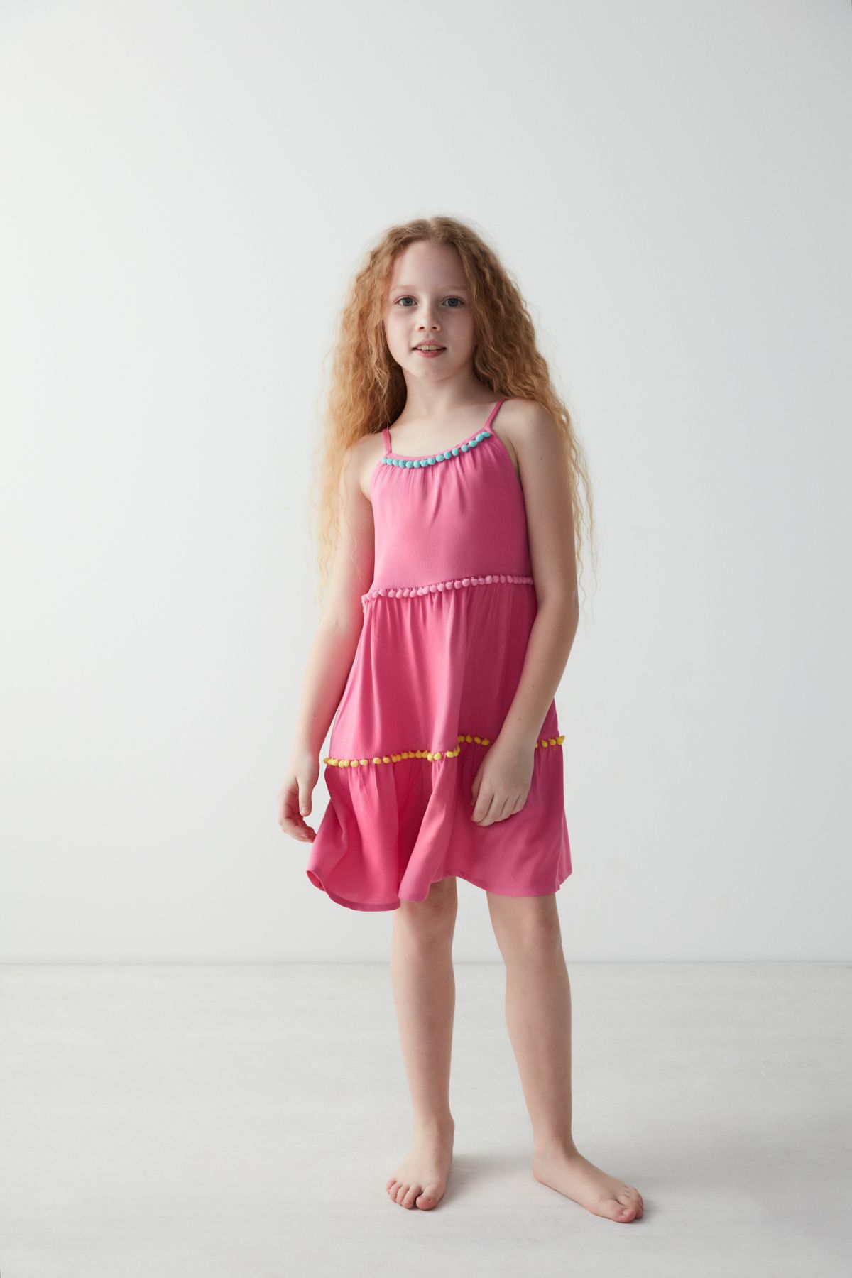 Penti Kız Çocuk Renkli Pompom Elbise