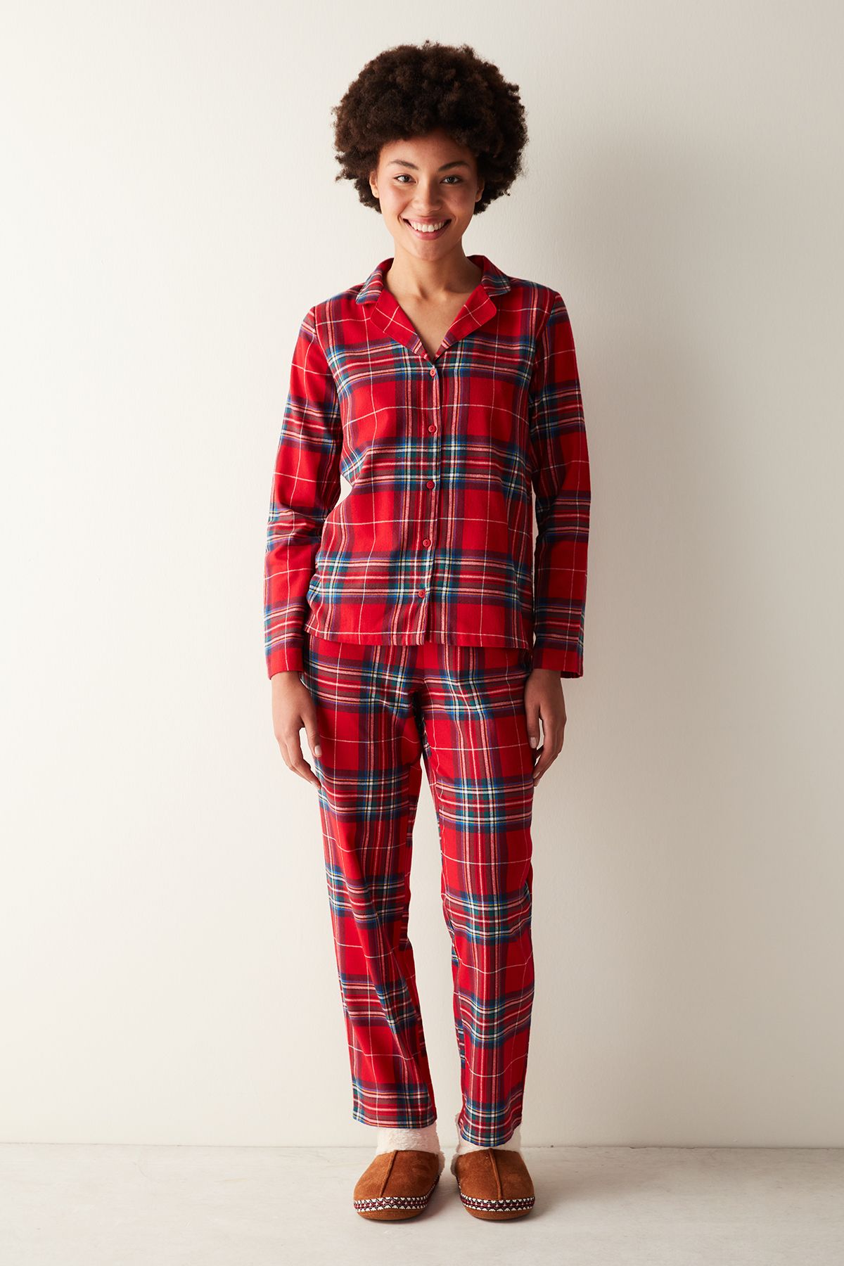 Penti Fam Kırmızı Kareli Gömlek Pantolon Pijama Takımı